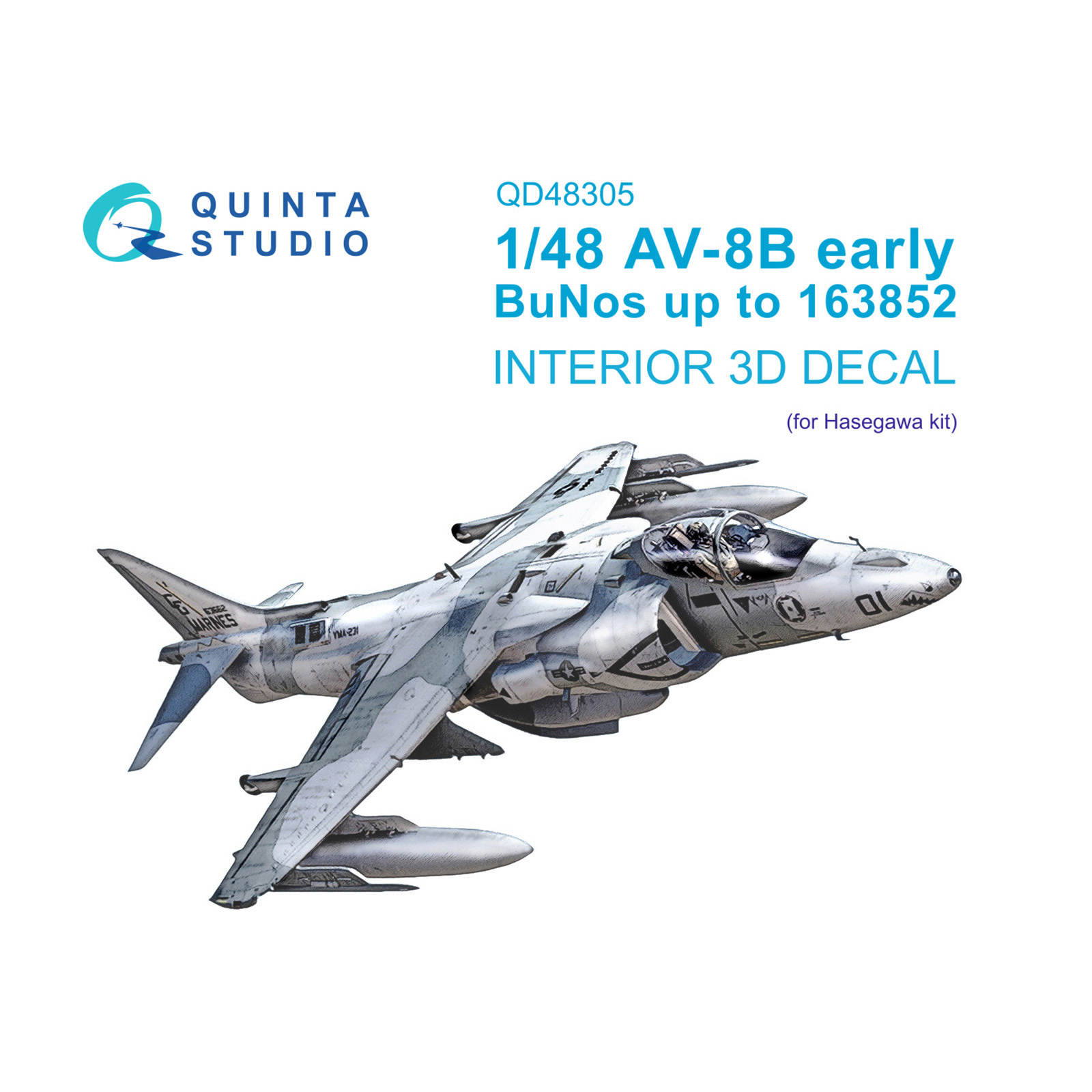 QD48305 Quinta Studio 1/48 3D Cabin Interior Decal AV-8B Early (Hasegawa)