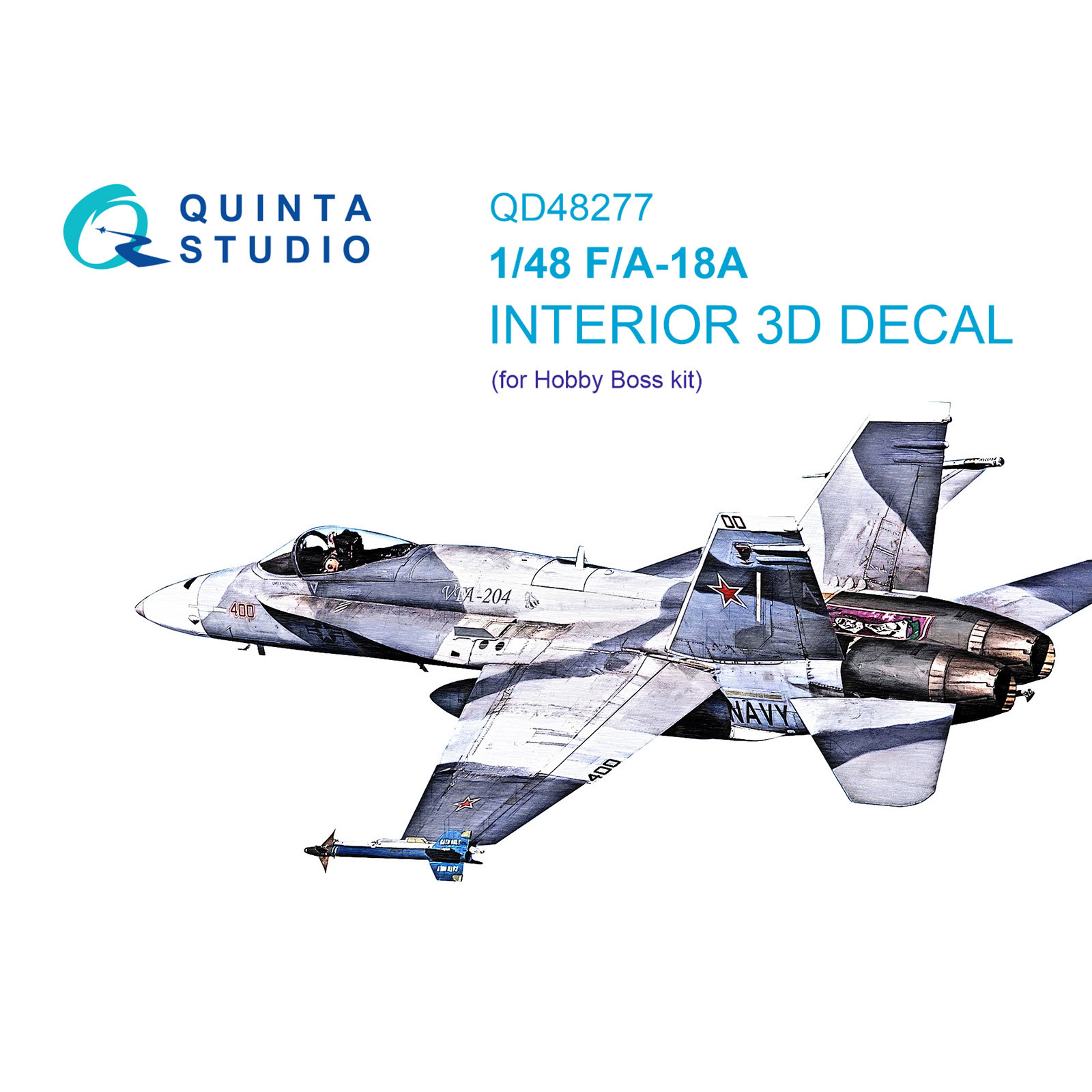 QD48277 Quinta Studio 1/48 3D Декаль интерьера кабины F/A-18А (HobbyBoss)