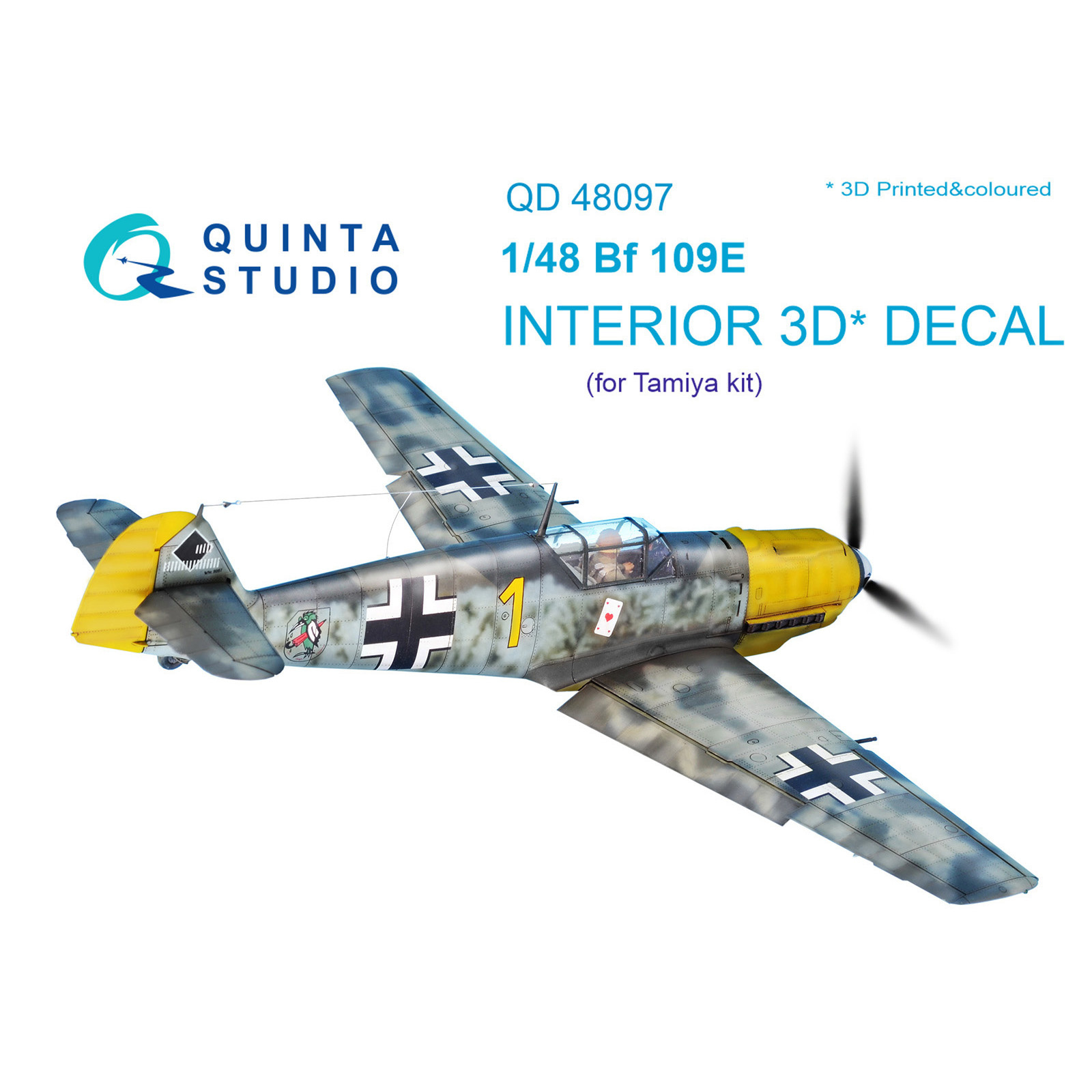 QD48097 Quinta Studio 1/48 3D Cabin Interior Decal Bf 109E (for Tamiya model)