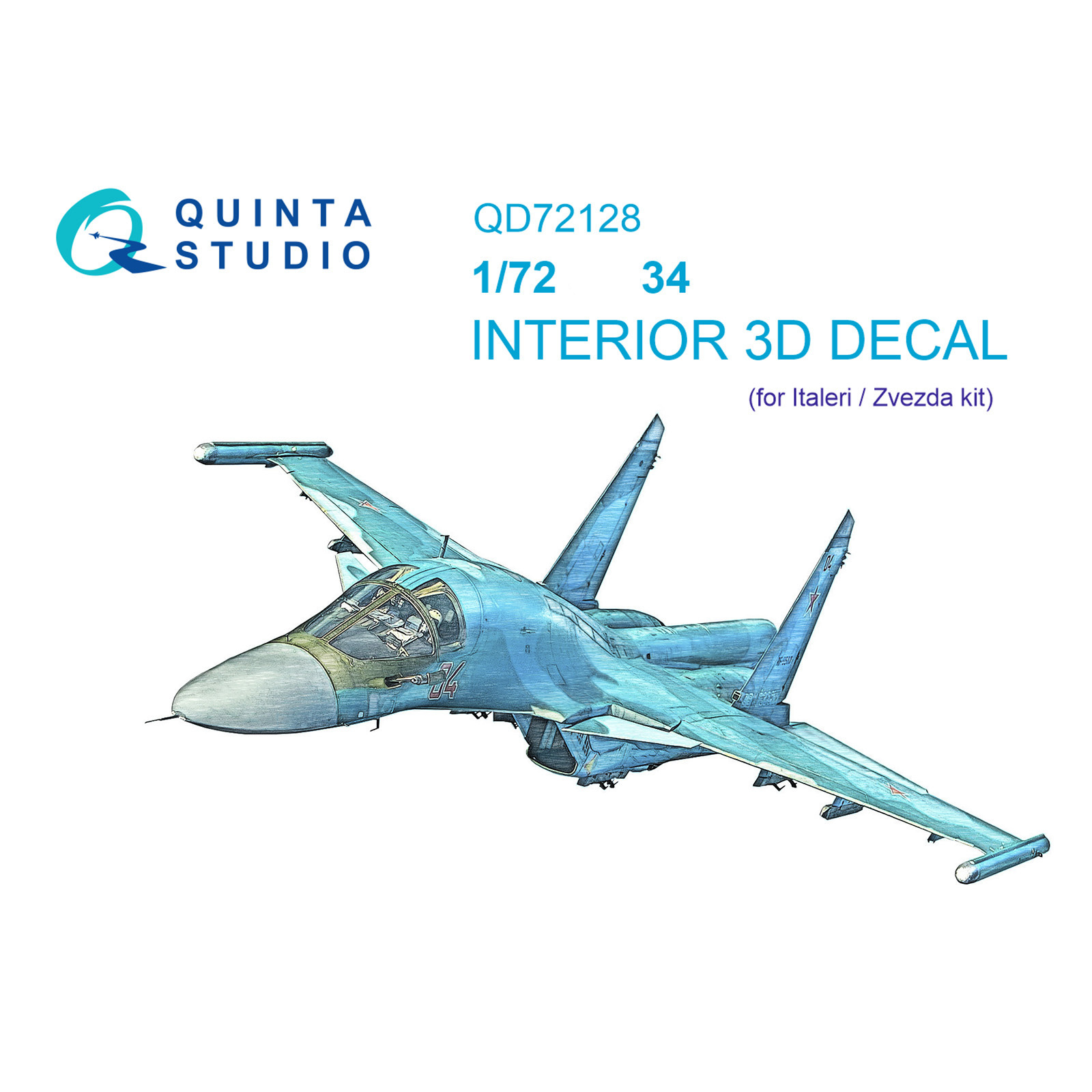 QD72128 Quinta Studio 1/72 3D Декаль интерьера кабины С-34 (Zvezda/italeri)