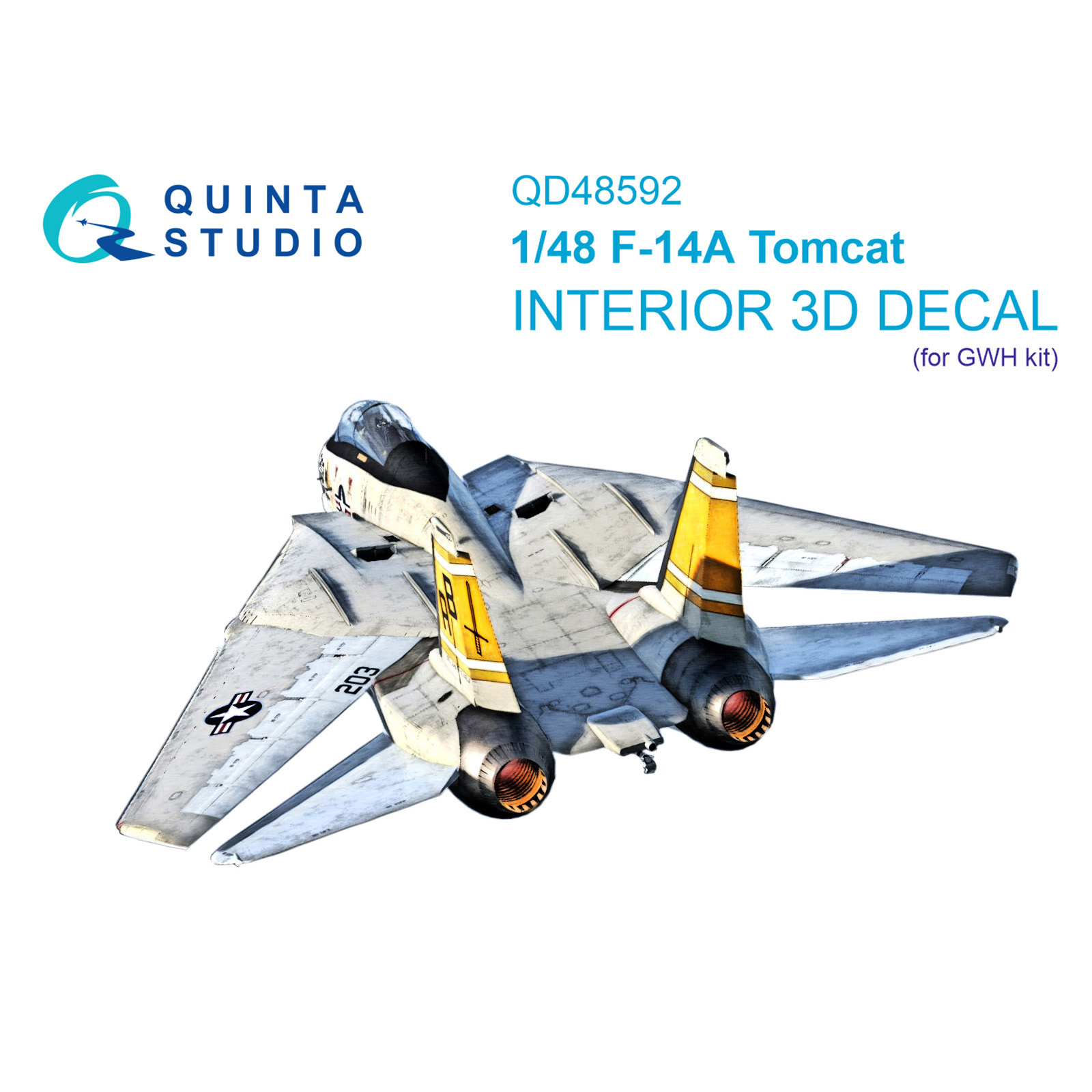 QD48592 Quinta Studio 1/48 3D Декаль интерьера кабины F-14A Tomcat (GWH)