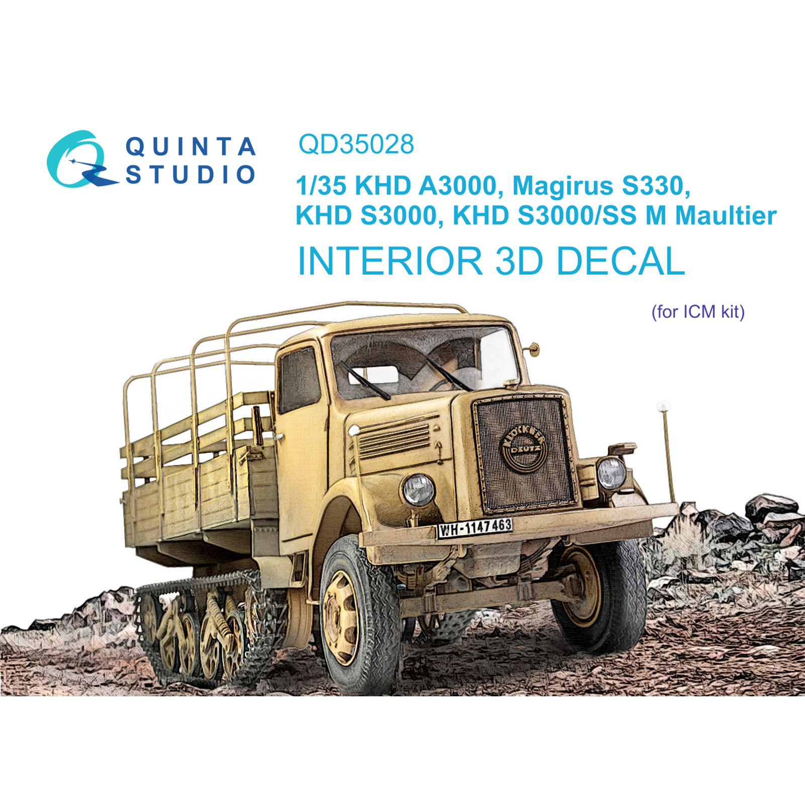 QD35028 Quinta Studio 1/35 3D Cabin Interior Decal KHD A3000, Magirus S330, KHD S3000, KHD S3000/SS M Maultier (ICM)
