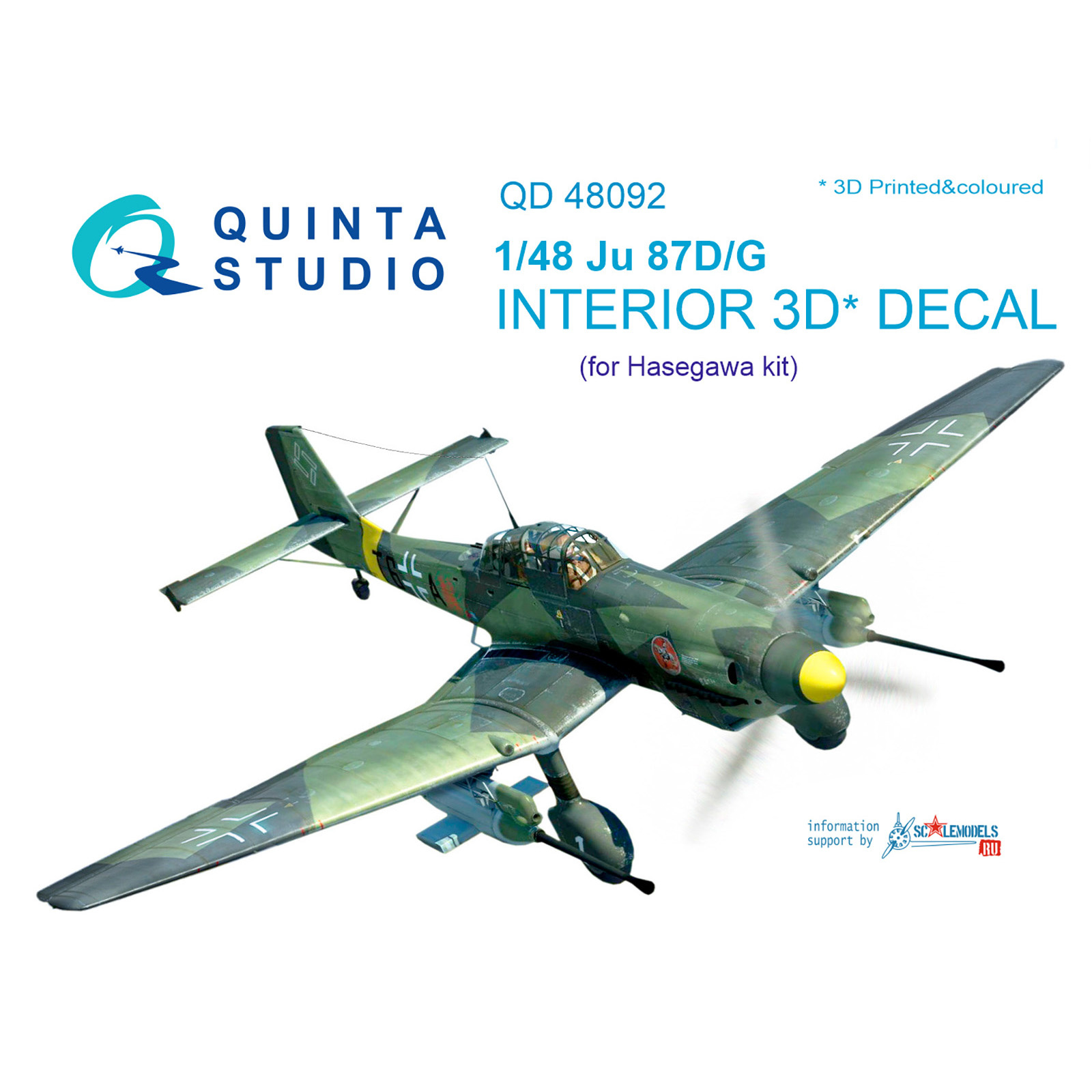 QD48092 Quinta Studio 1/48 3D Cabin Interior Decal Ju 87D/G (for Hasegawa model)