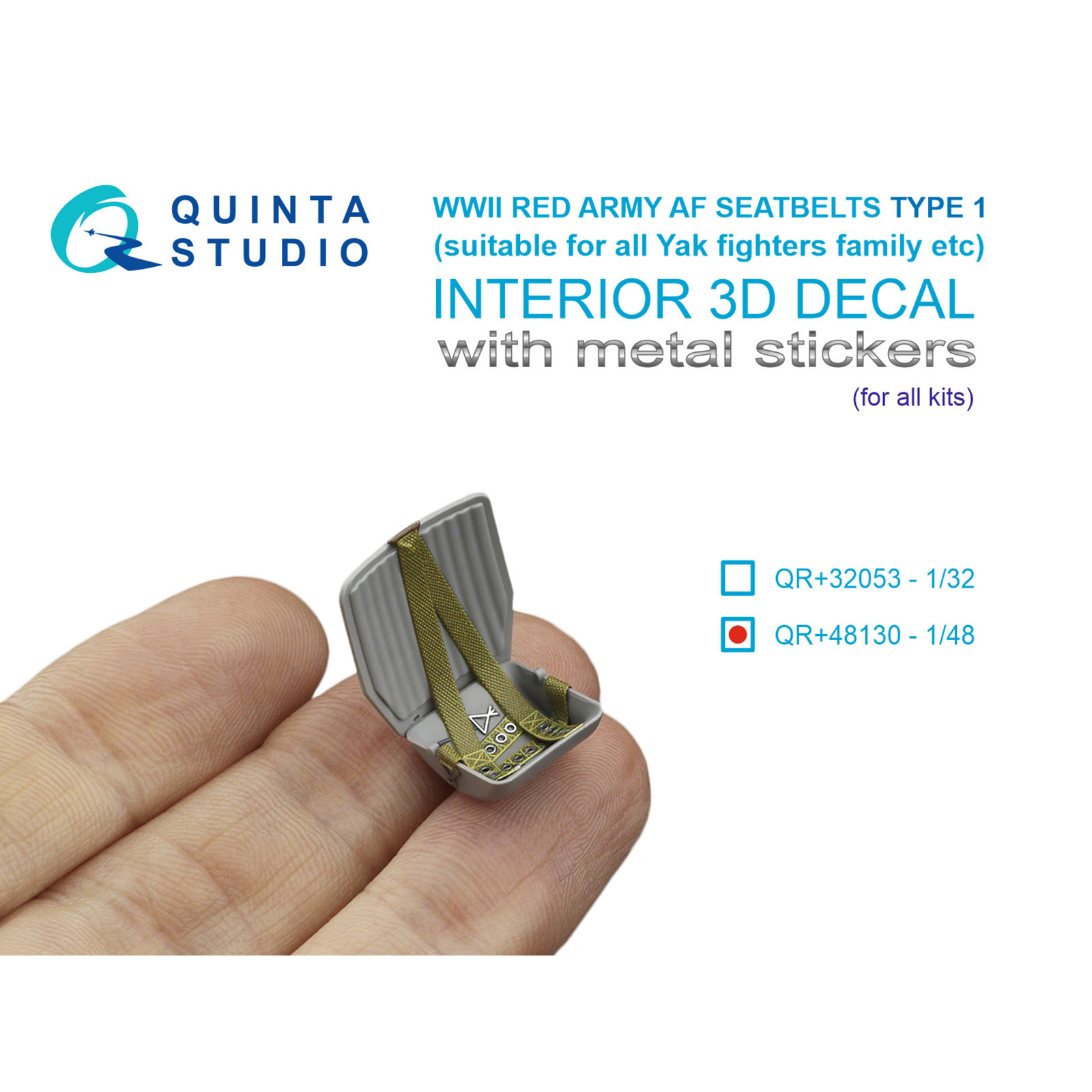 QR+48130 Quinta Studio 1/48 Комплект ремней для самолета ВВС РККА тип 1, ВОВ (с металлическими пряжками) (для allх моделей)