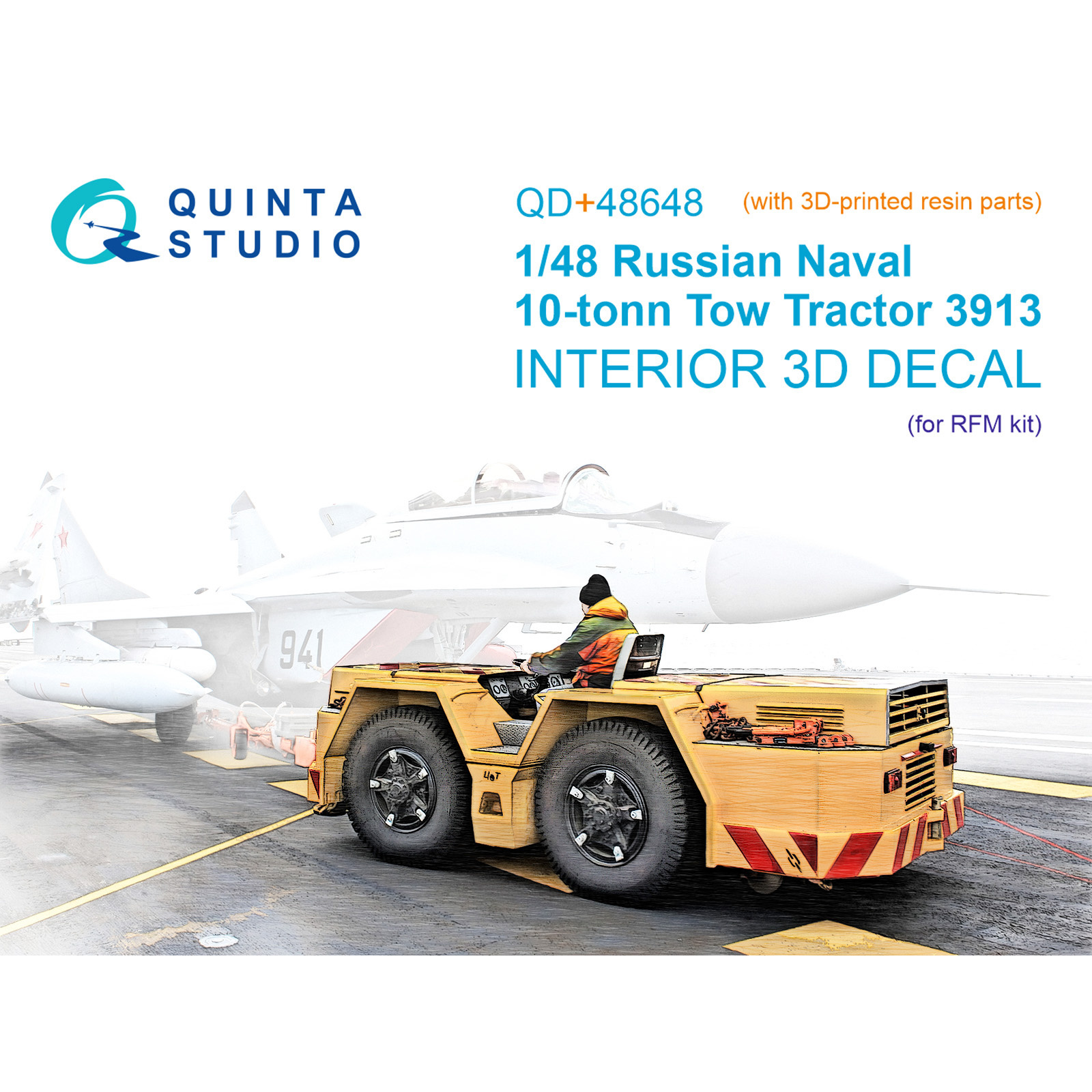 QD+48648 Quinta Studio 1/48 3D Декаль интерьера кабины Советский/Российский палубный тягач, модель 3913 (RFM) (с 3D-печатными де