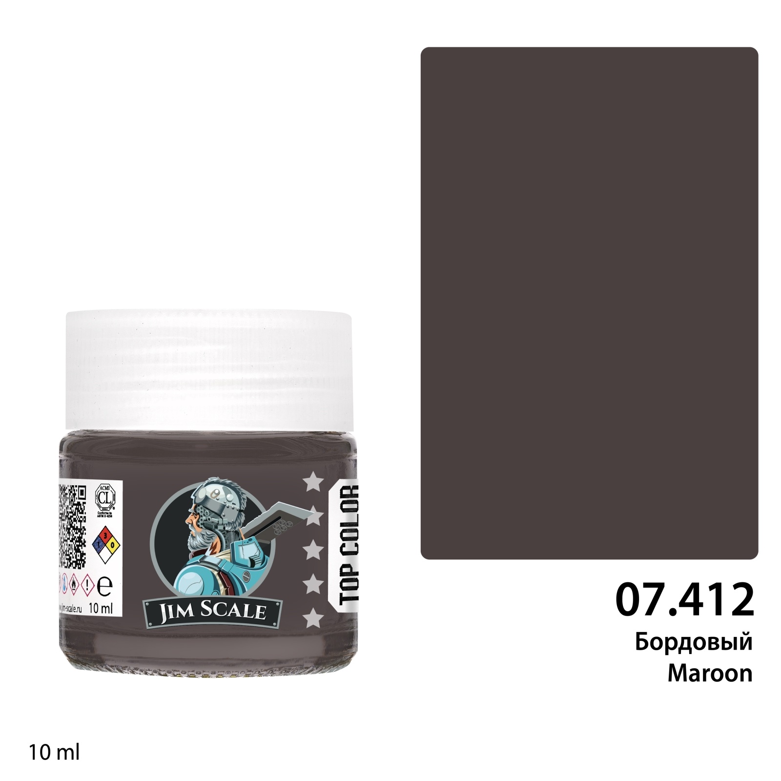 07.412 Jim Scale Краска для моделей спиртовая (7-ая серия) Борtoвый Maroon