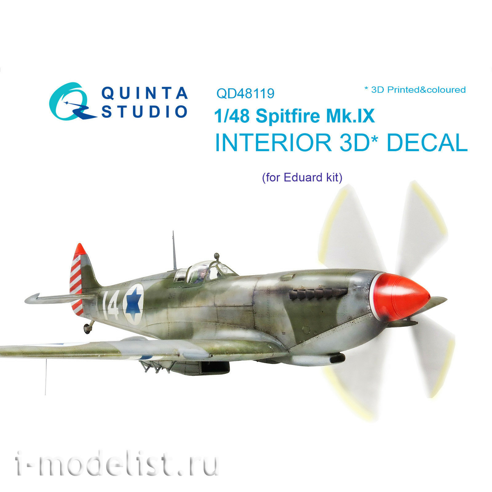 QD48119 Quinta Studio 1/48 3D Interior decal for Spitfire Mk.IX cabin (for Eduard model)
