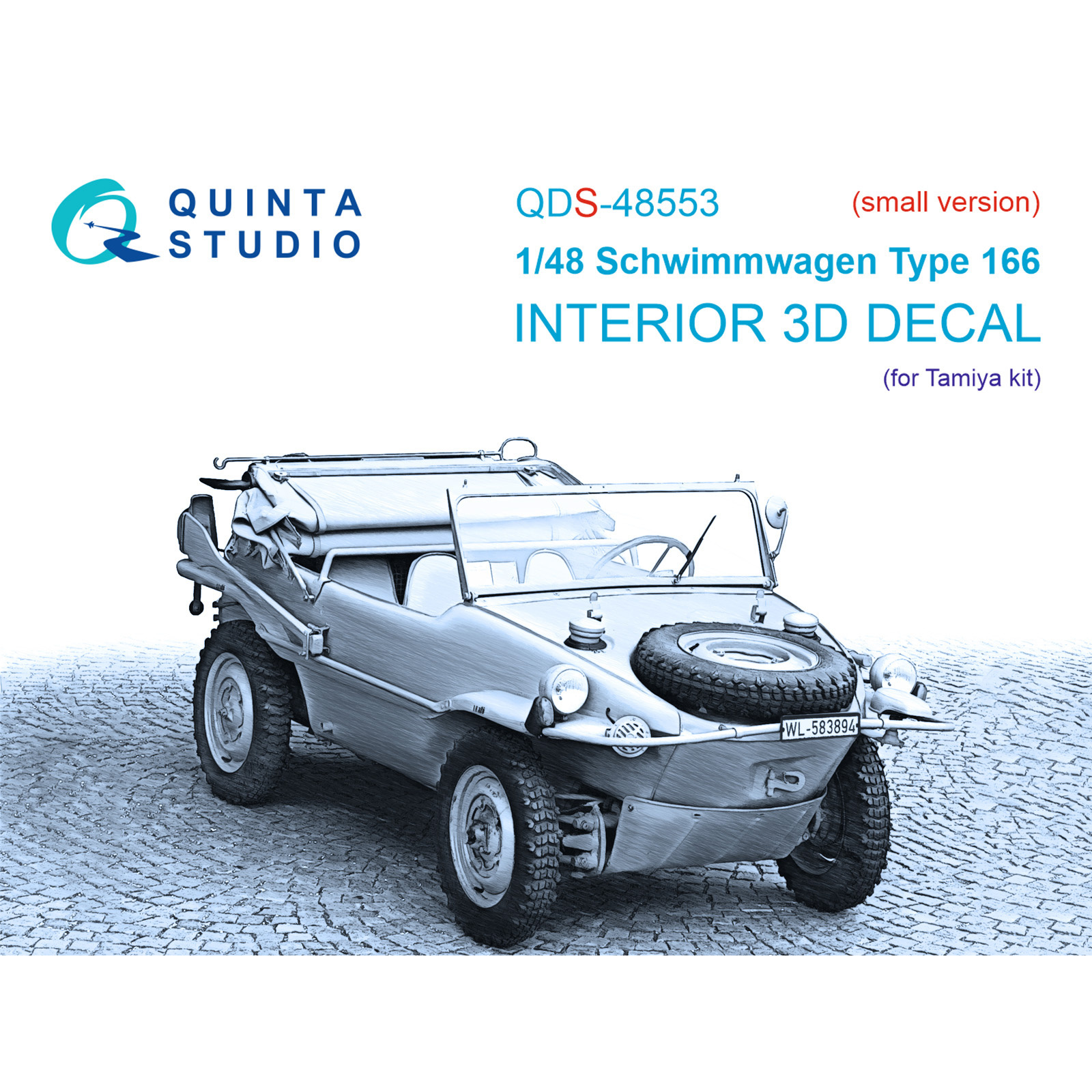 QDS-48553 Quinta Studio 1/48 3D Декаль интерьера кабины Schwimmwagen type 166 (Tamiya) (малая версия)