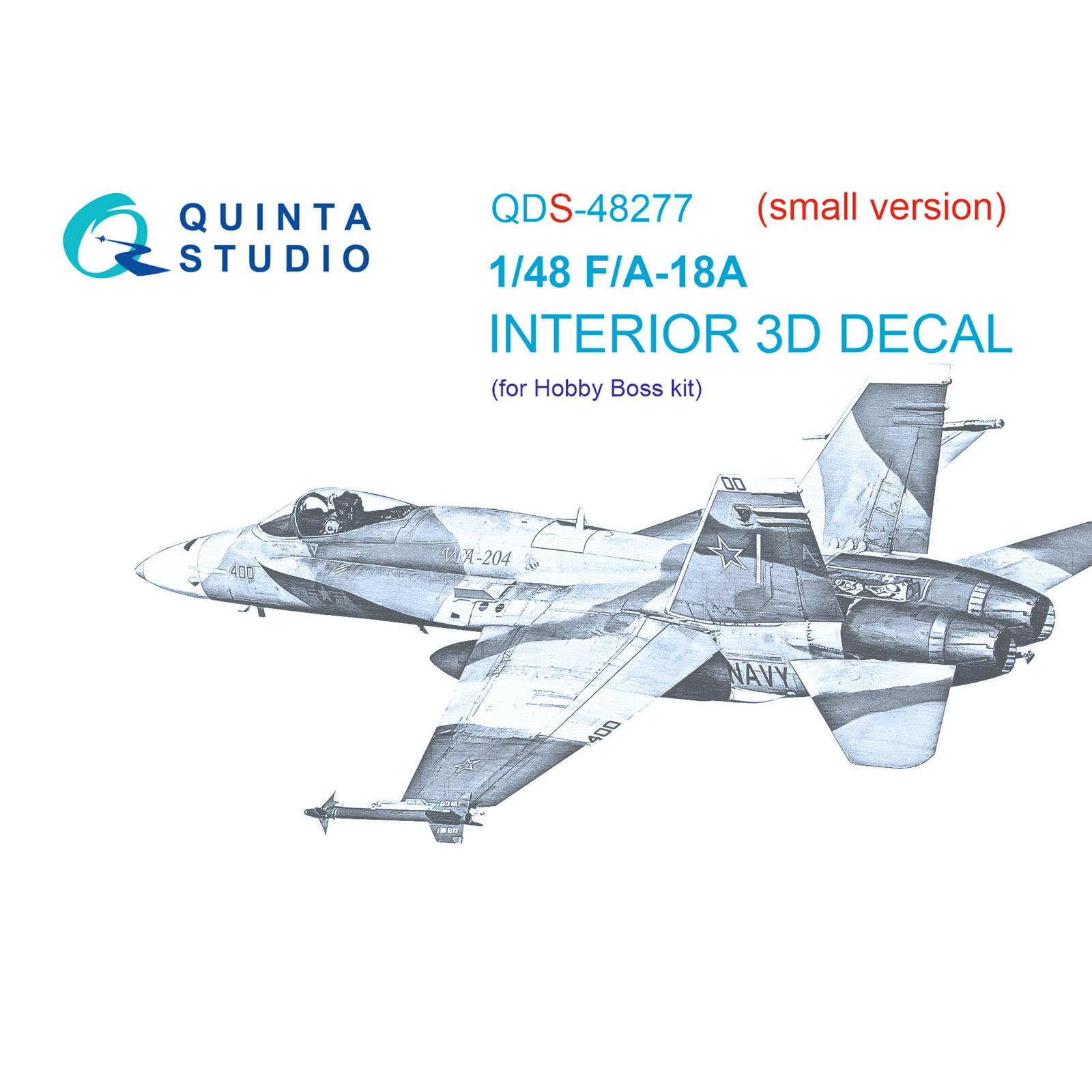 QDS-48277 Quinta Studio 1/48 3D Декаль интерьера кабины F/A-18А (HobbyBoss) (Малая версия)