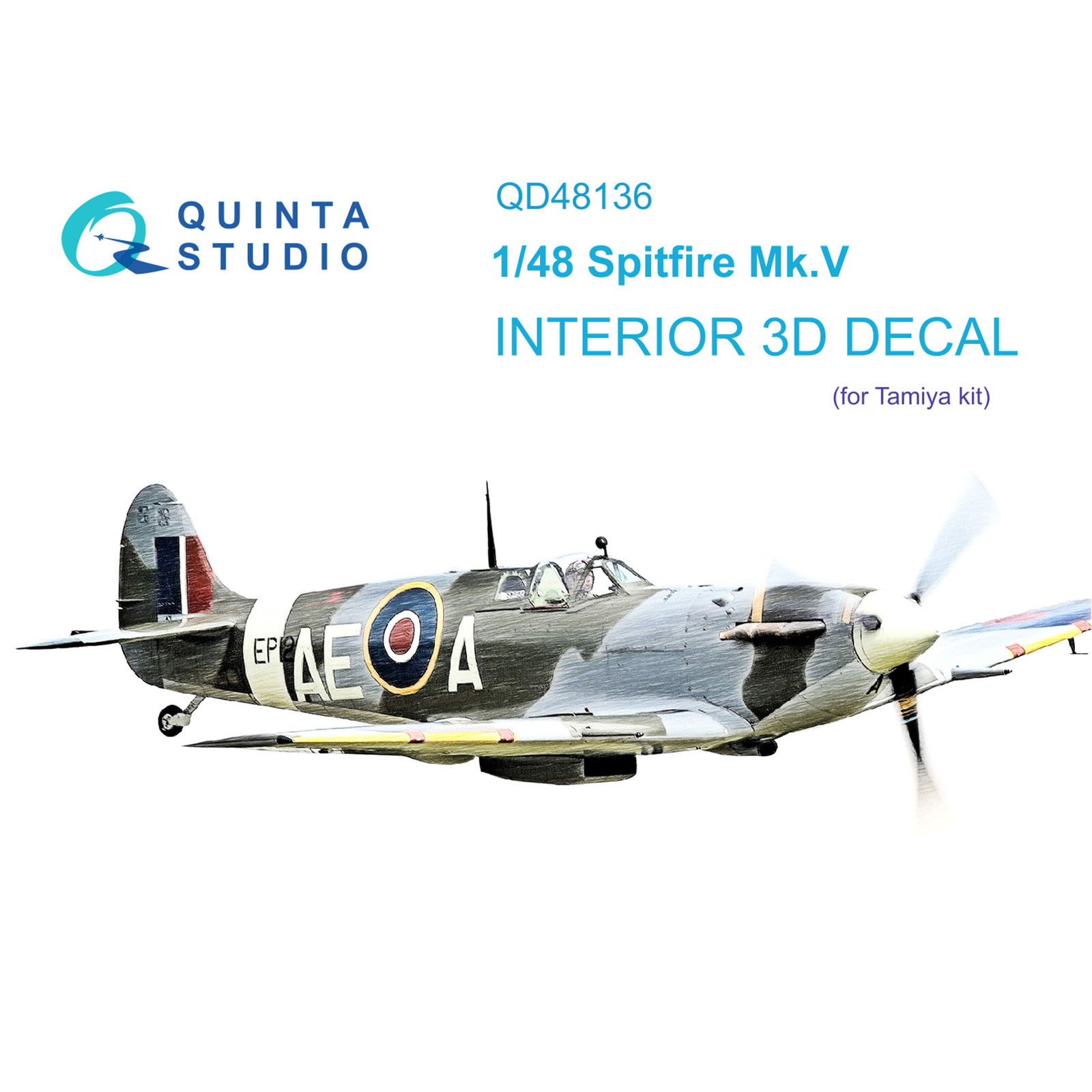 QD48136 Quinta Studio 1/48 3D Interior Decal Spitfire Mk.V (Tamiya)