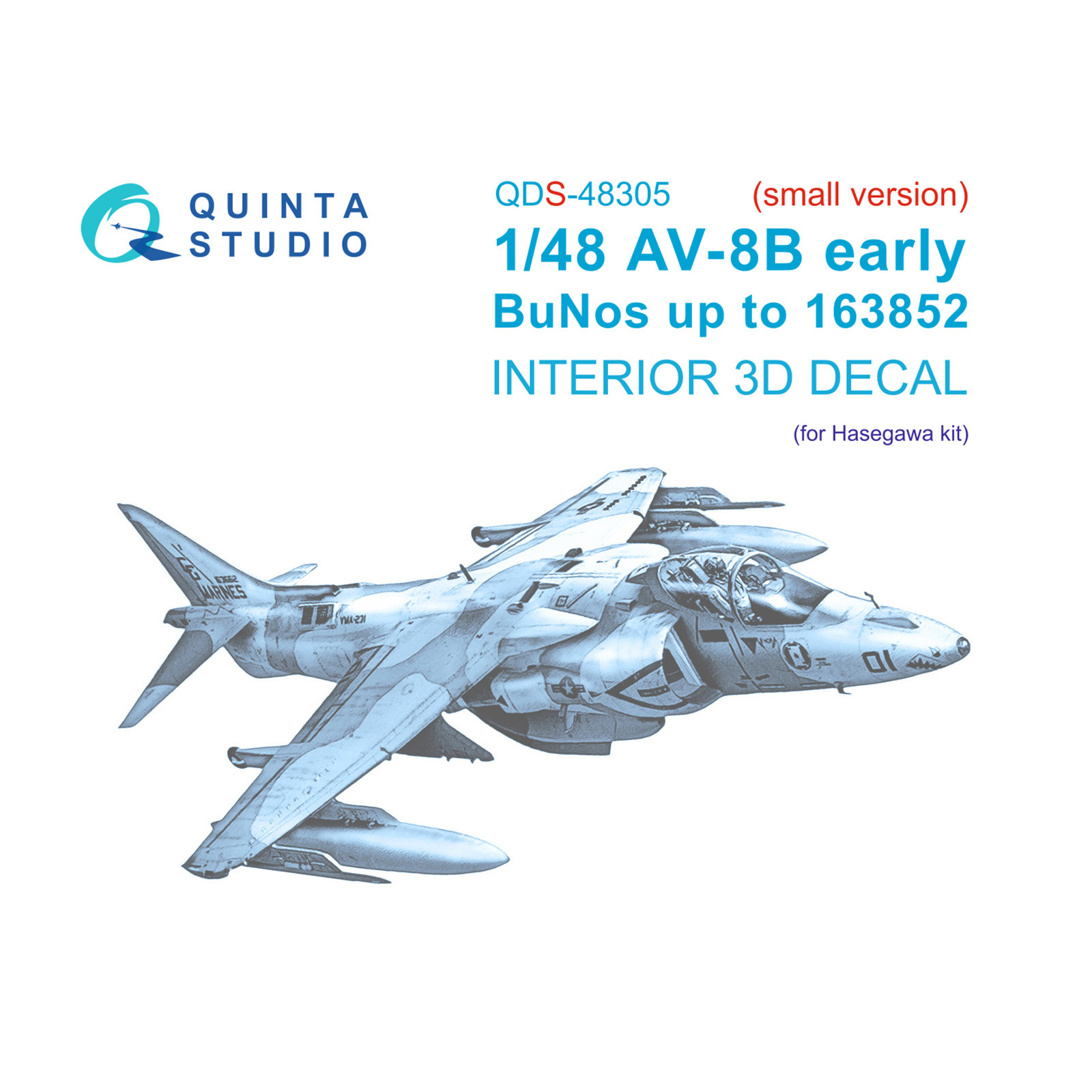 QDS-48305 Quinta Studio 1/48 3D Cabin Interior Decal AV-8B Early (Hasegawa) (Small version)