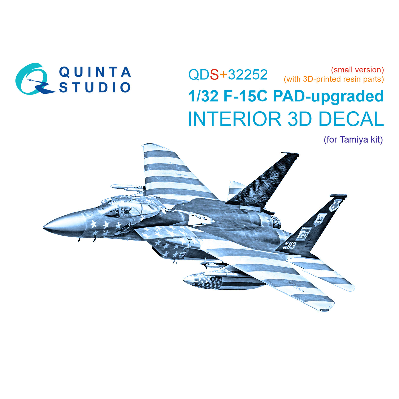QDS+32252 Quinta Studio 1/32 3D Декаль интерьера кабины F-15C PAD-upgraded (Tamiya) (малая версия) (с 3D-печатными деталями)