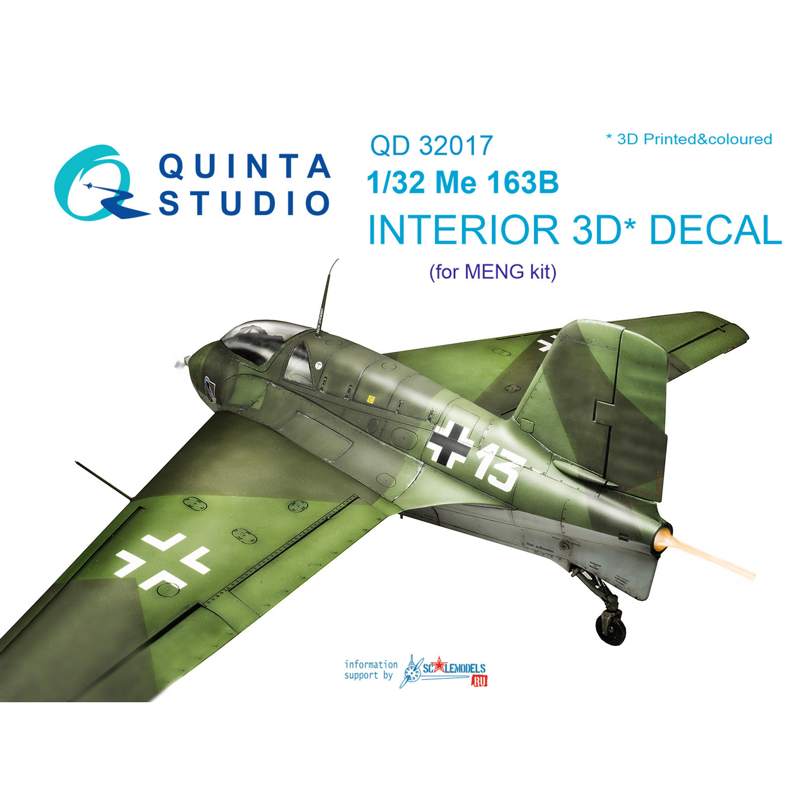 QD32017 Quinta Studio 1/32 3D Декаль интерьера кабины Me 163B (для модели Meng)