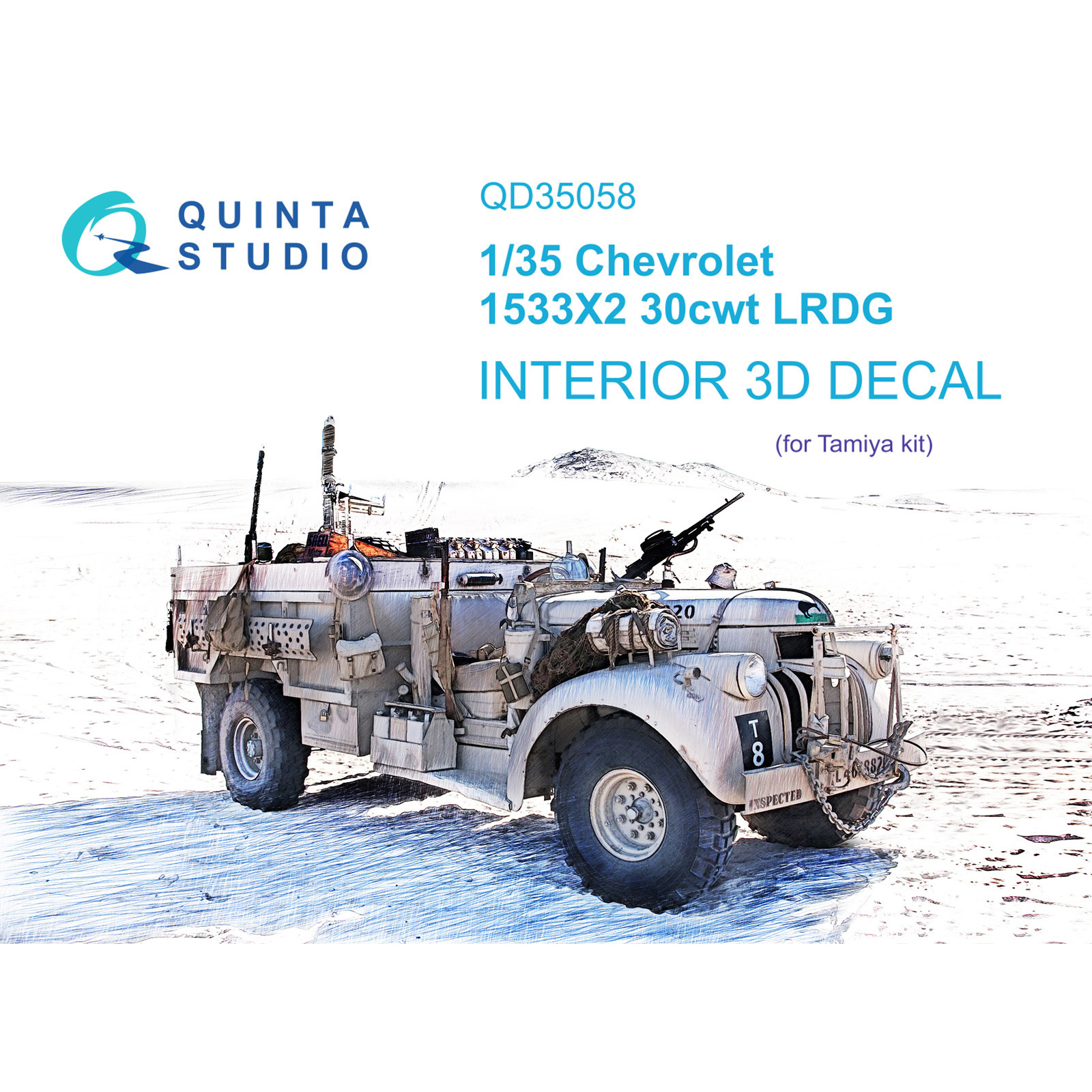 QD35058 Quinta Studio 1/35 3D Decal of Chevrolet 1533X2 30cwt LRDG Cab Interior (Tamiya)