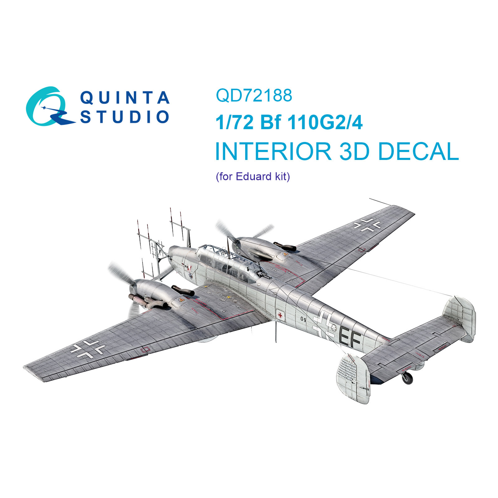 QD72188 Quinta Studio 1/72 3D Декаль интерьера кабины Bf 110G2/4 (Eduard)