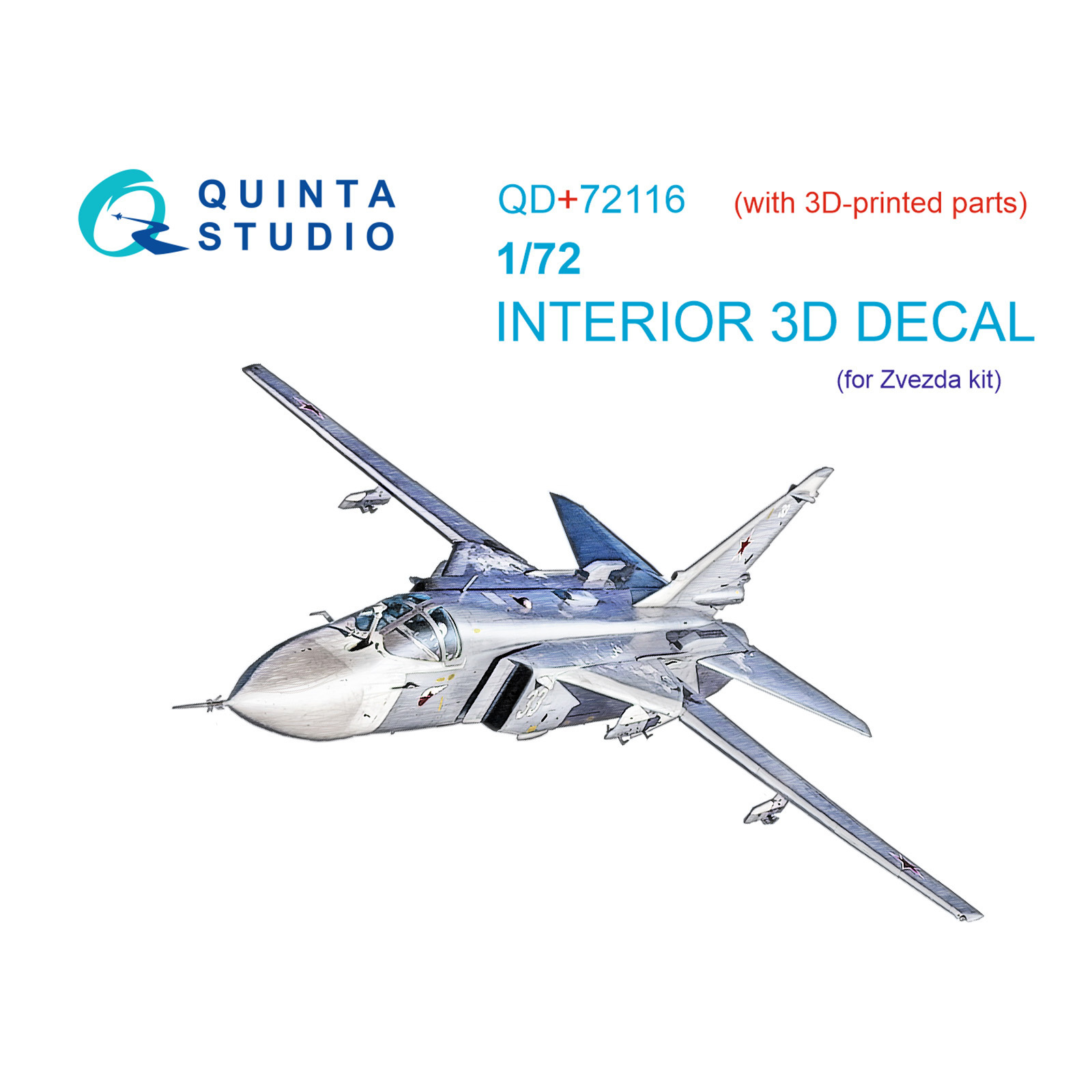 QD+72116 Quinta Studio 1/72 3D Декаль интерьера кабины С-24М (Zvezda) (с 3D-печатными деталями)