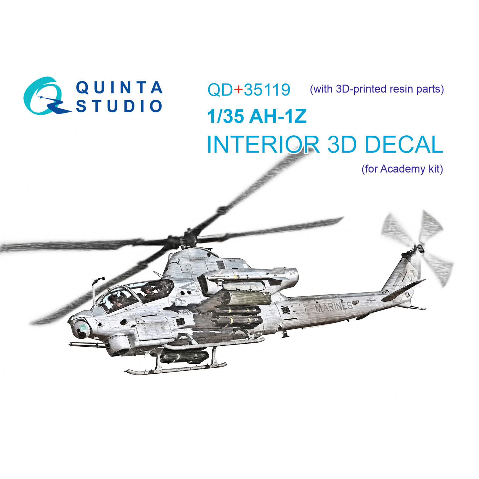 QD+35119 Quinta Studio 1/35 3D Декаль интерьера кабины AH-1Z (Academy) (с 3D-печатными деталями)
