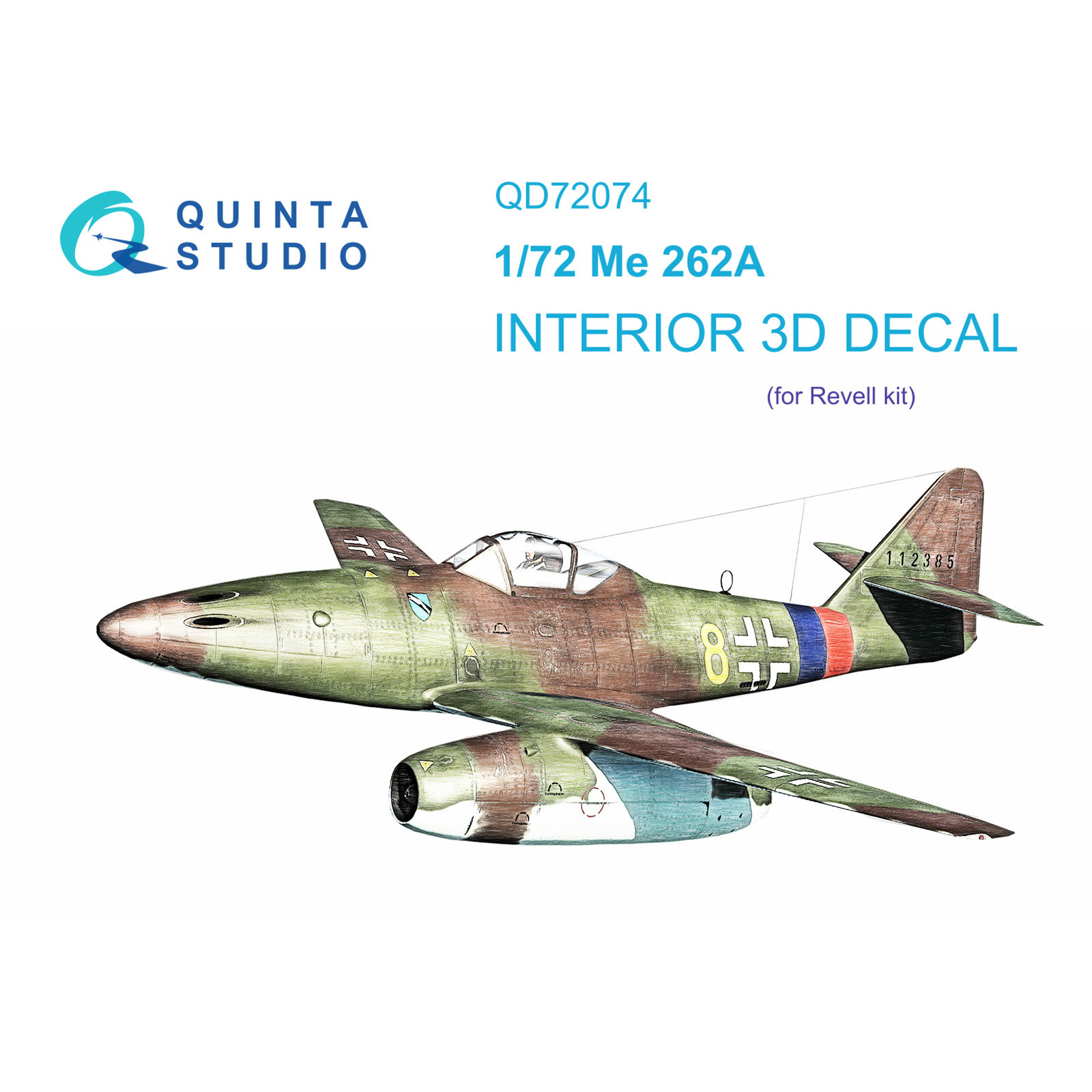 QD72074 Quinta Studio 1/72 3D Cabin Interior Decal Me-262A (Revell)