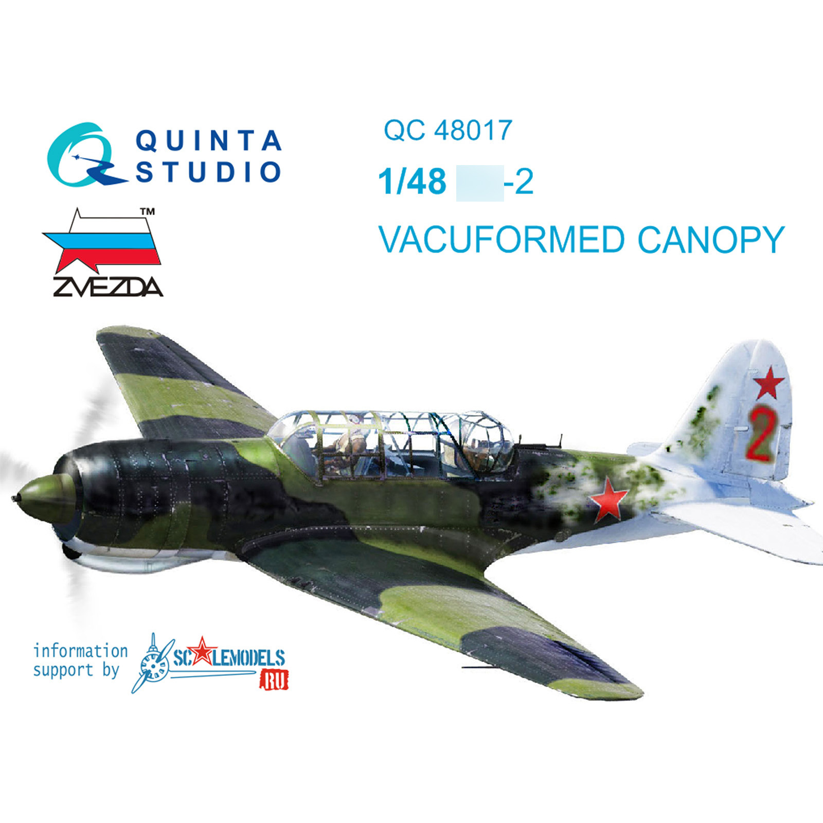 QC48017 Quinta Studio 1/48 set of glazing C-2 (for the Zvezda model)