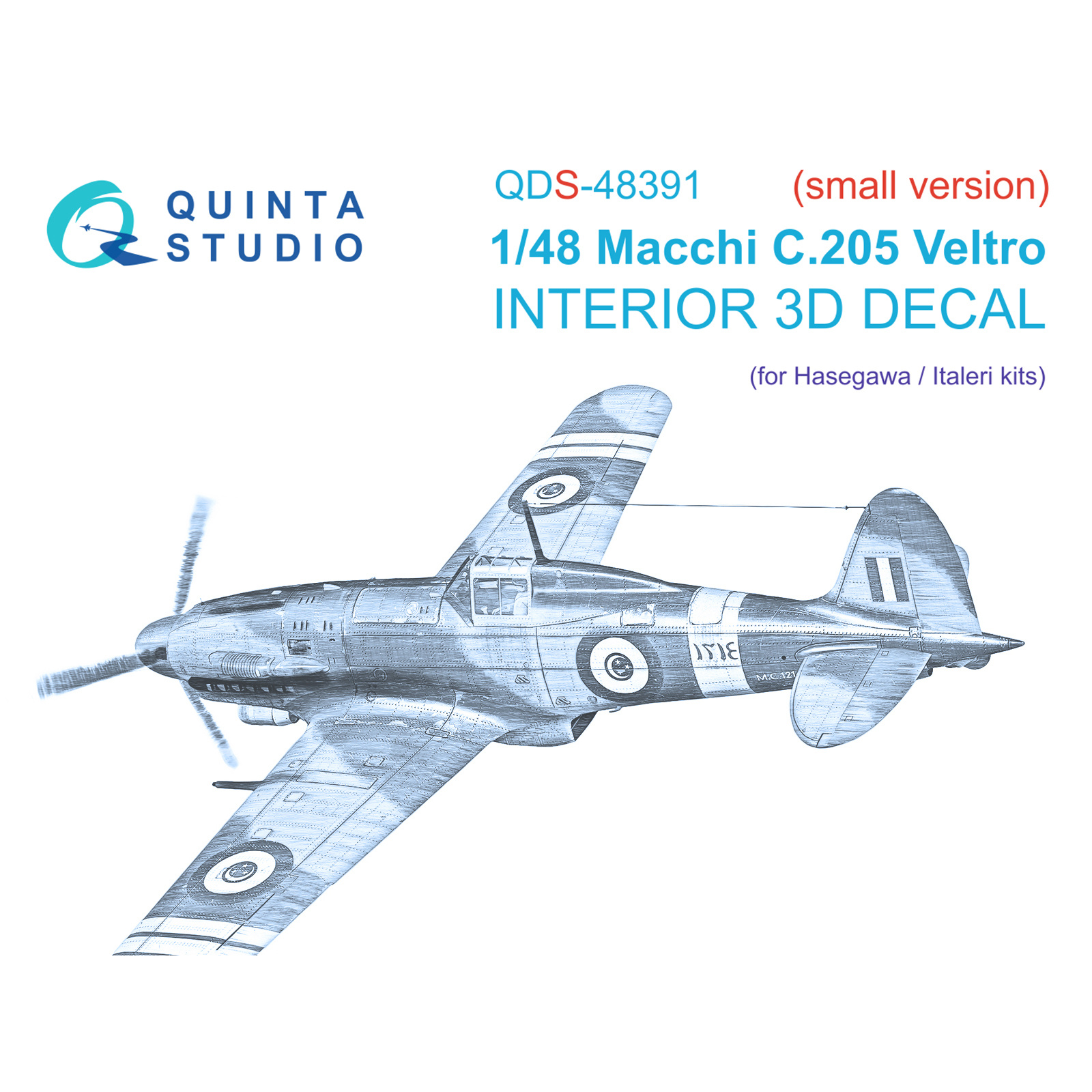 QDS-48391 Quinta Studio 1/48 3D Декаль интерьера кабины Macchi C.205 Veltro (Hasegawa/Italeri) (Малая версия)