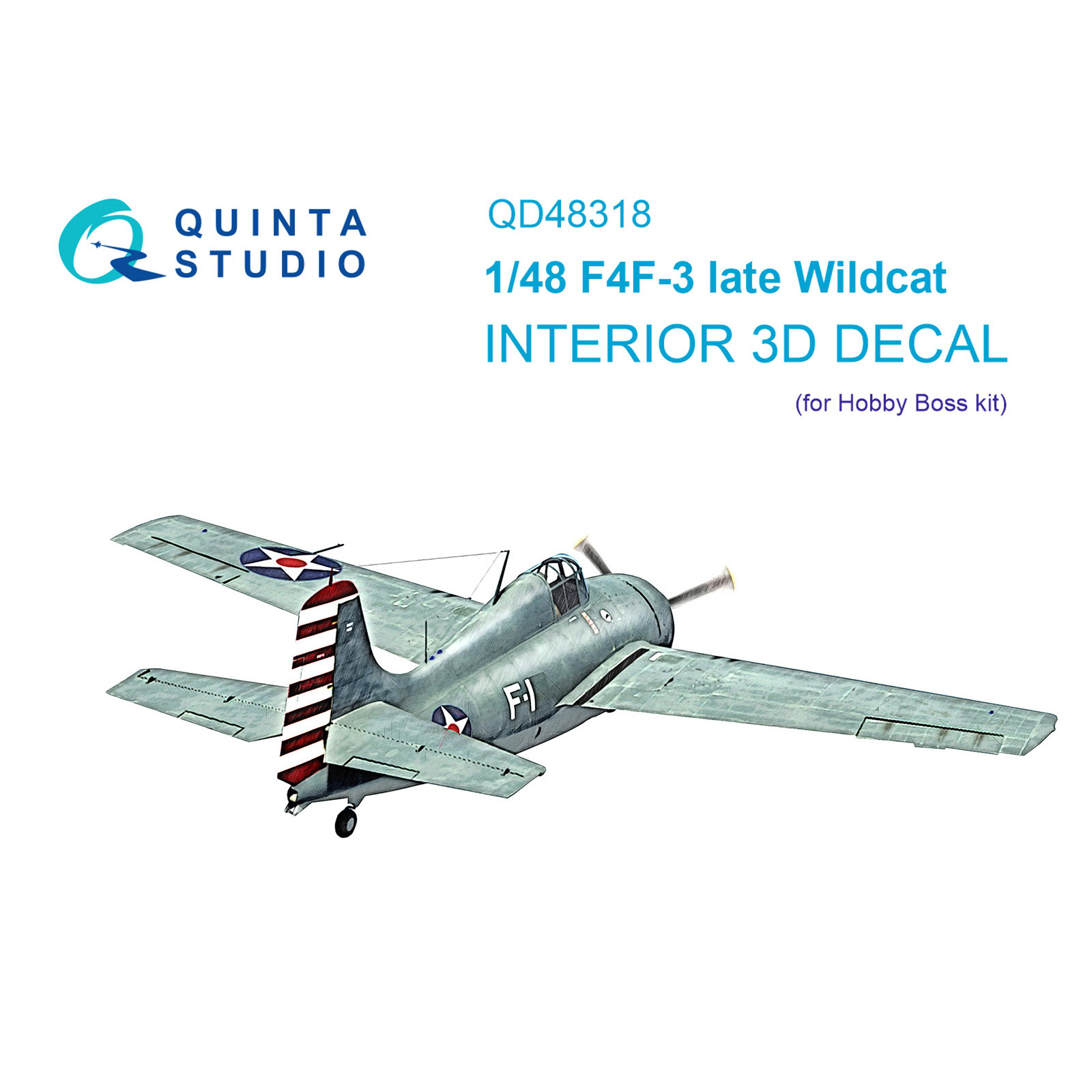 QD48318 Quinta Studio 1/48 3D Cabin interior Decal F4F-3 late (HobbyBoss)
