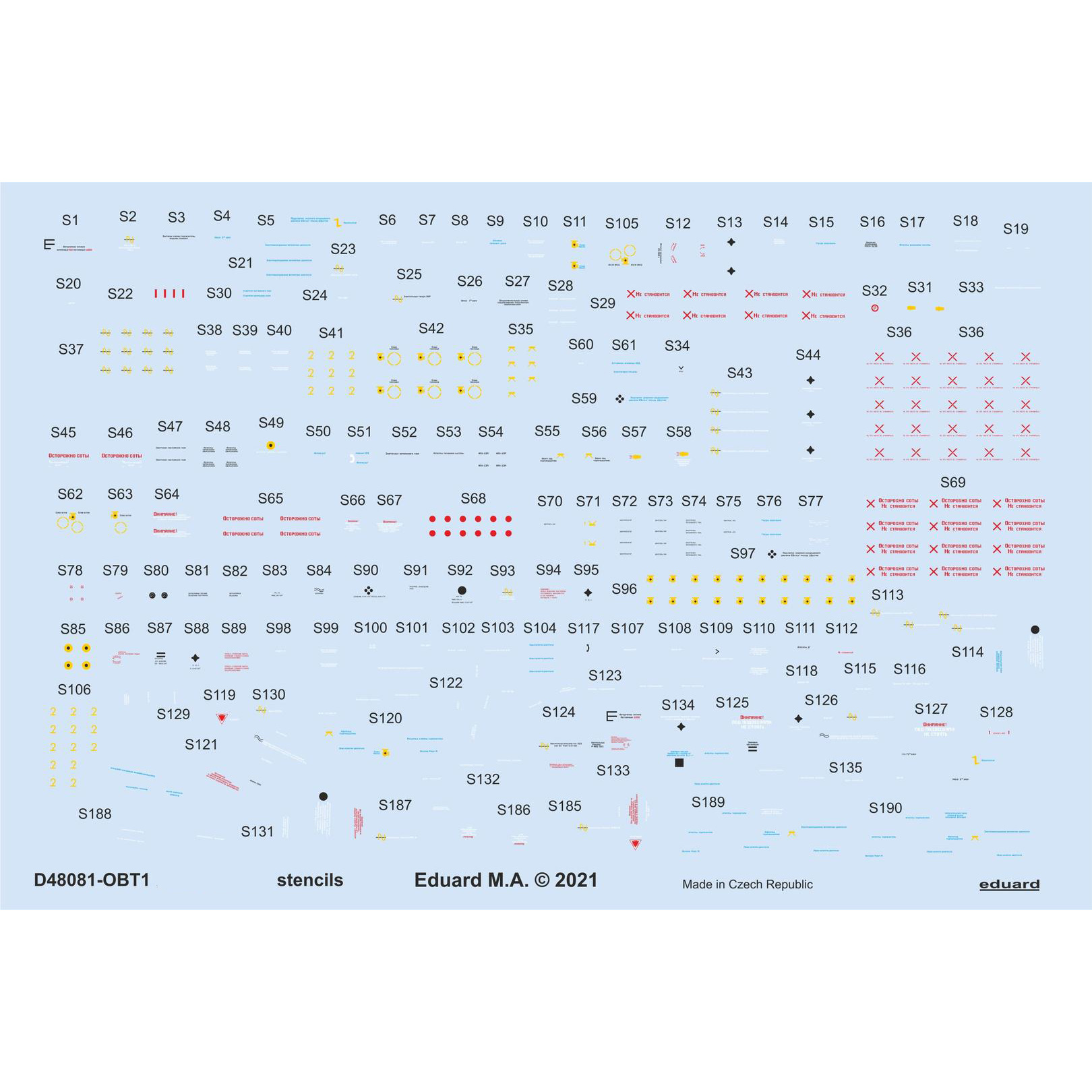 D48081 Eduard 1/48 Decal for MiGG-23MF/ML, tech. inscriptions