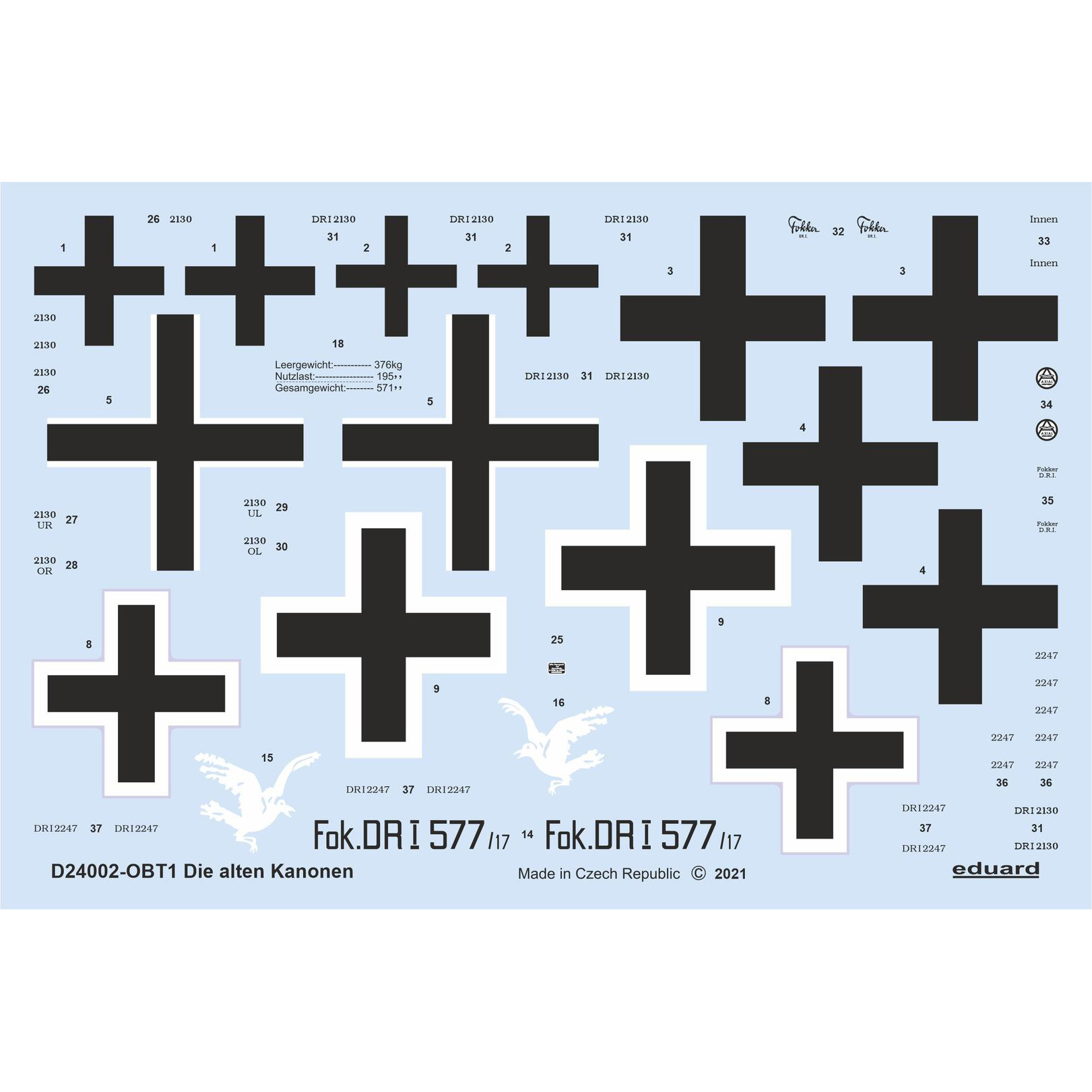 D24002 Eduard 1/24 Decal Set for Die alten Kanonen