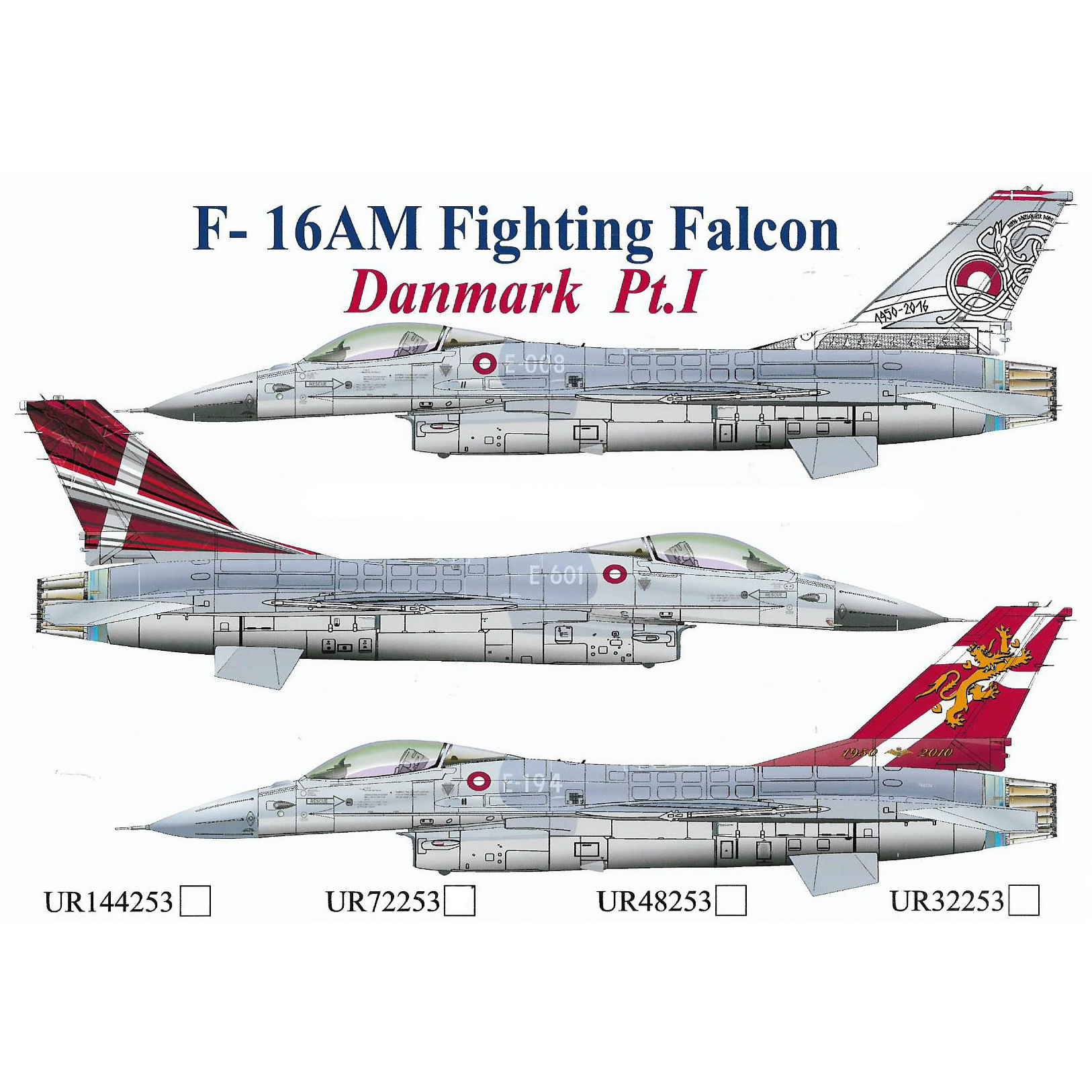 UR72253 Sunrise 1/72 Decal for F-16AM Fighting Falcon Danmark Pt.1