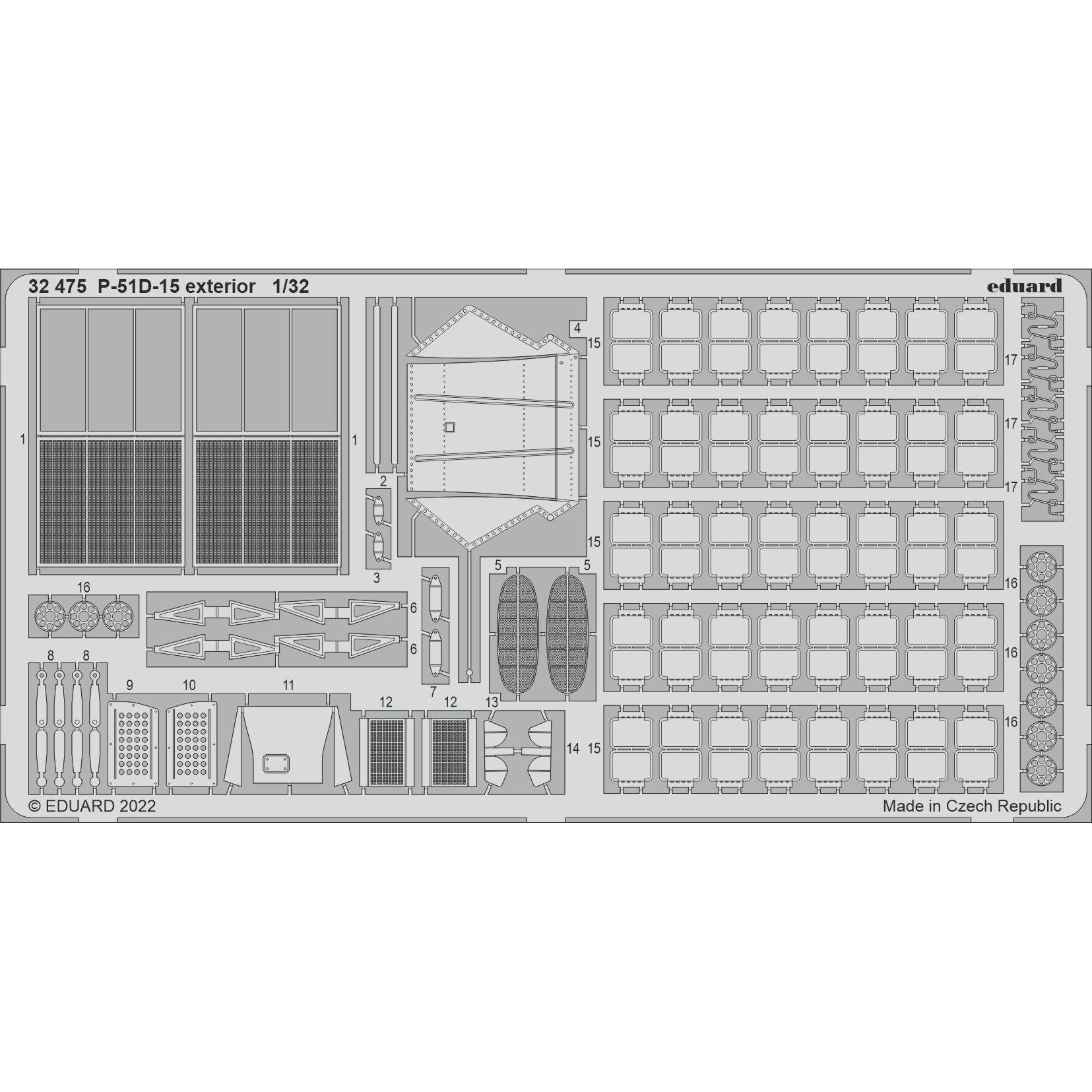 32475 Eduard 1/32 Photo Etching for P-51D-15, exterior