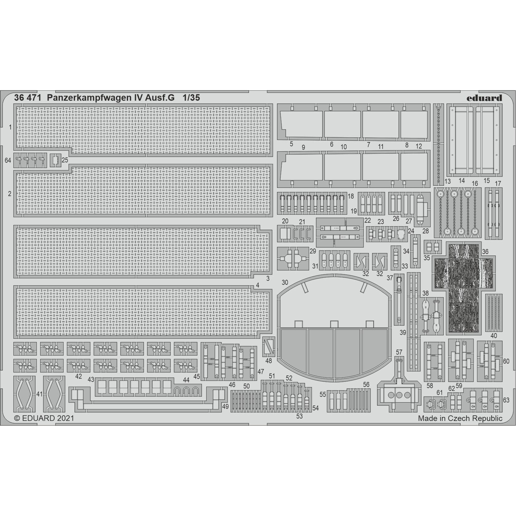 36471 Eduard 1/35 Photo etching for Panzerkampfwagen IV Ausf. G