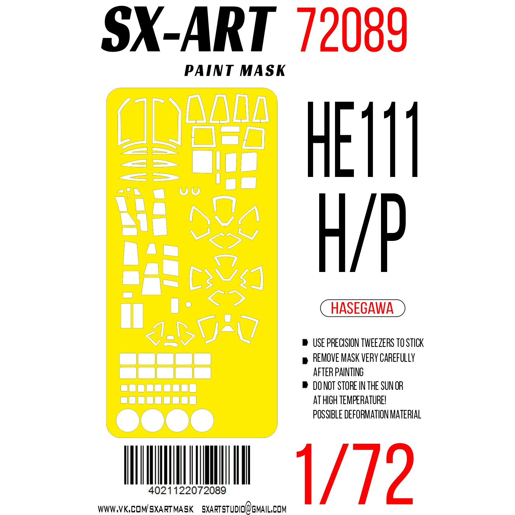 72089 SX-Art 1/72 Окрасочная маска He-111H-6 / H-20 (Hasegawa)