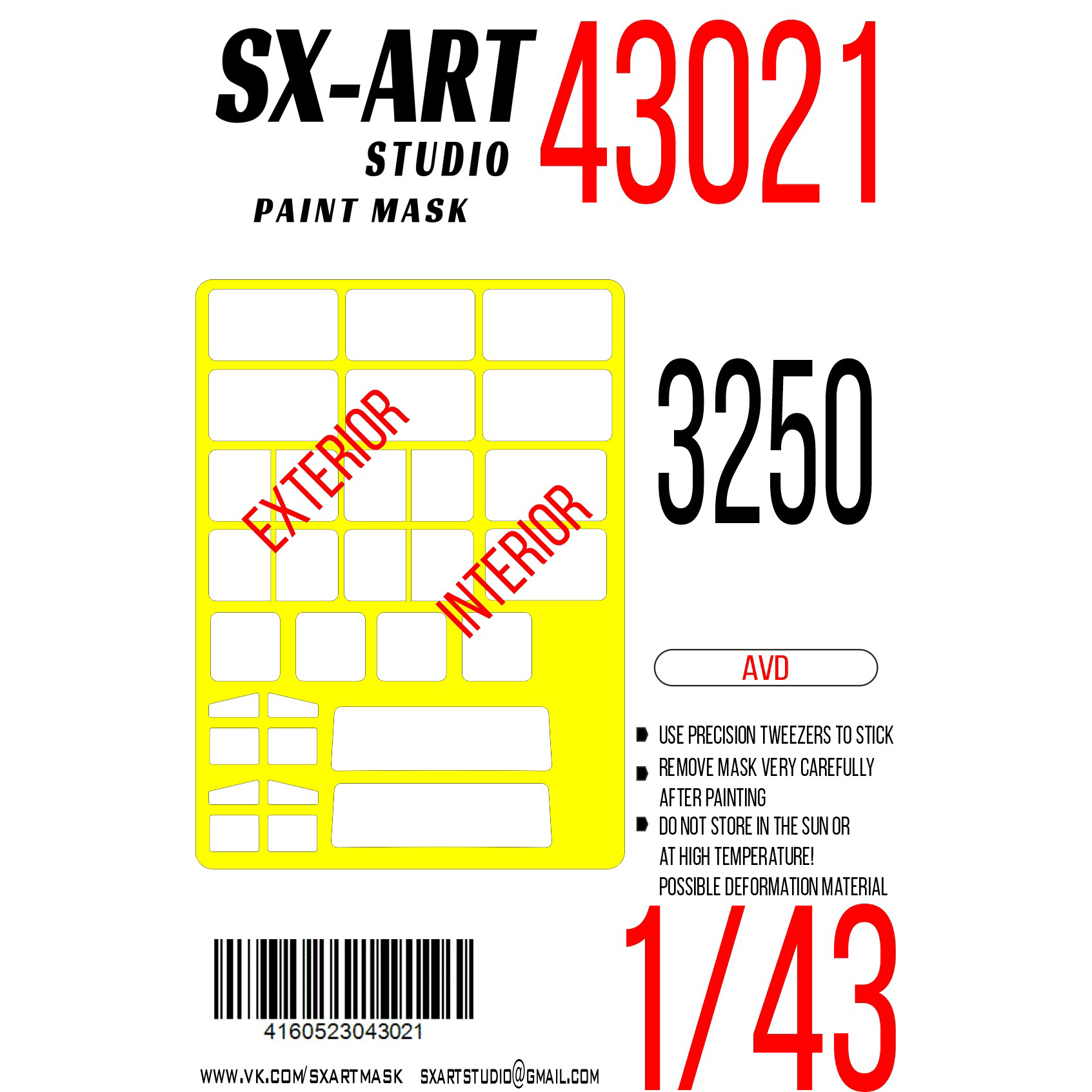 43021 SX-Art 1/43 Paint mask Z&L-3250 (AVD)