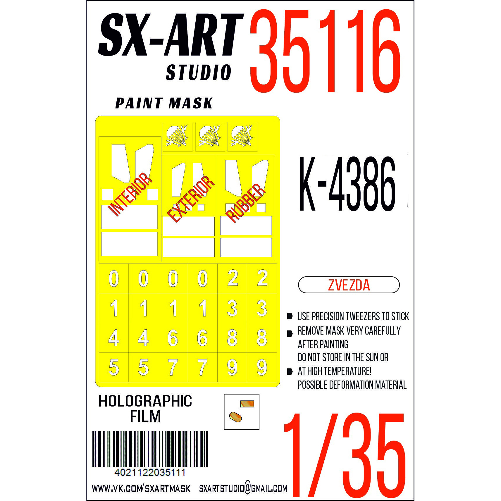 35116 SX-Art 1/35 Paint Mask K-4386 Typhoon-VDV (Zvezda)
