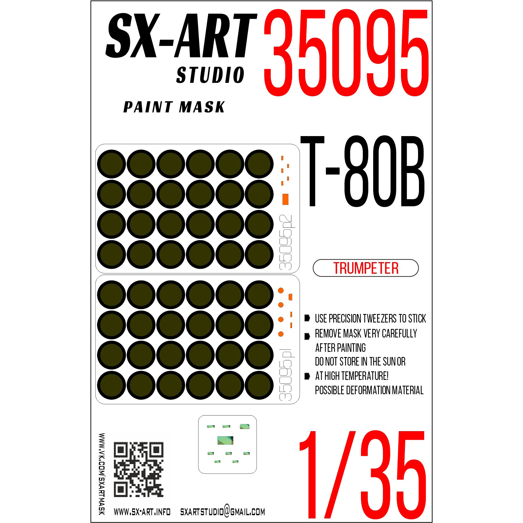 35095 SX-Art 1/35 Paint mask T-80B (Trumpeter)