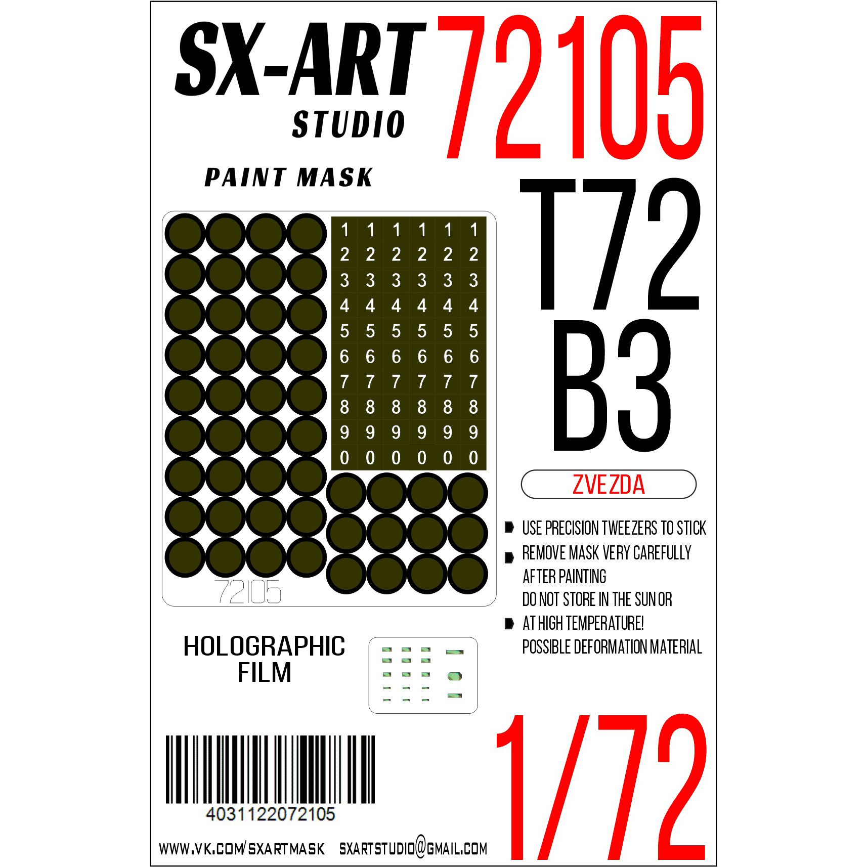 72105 SX-Art 1/72 Paint mask T-72B3 (Zvezda)
