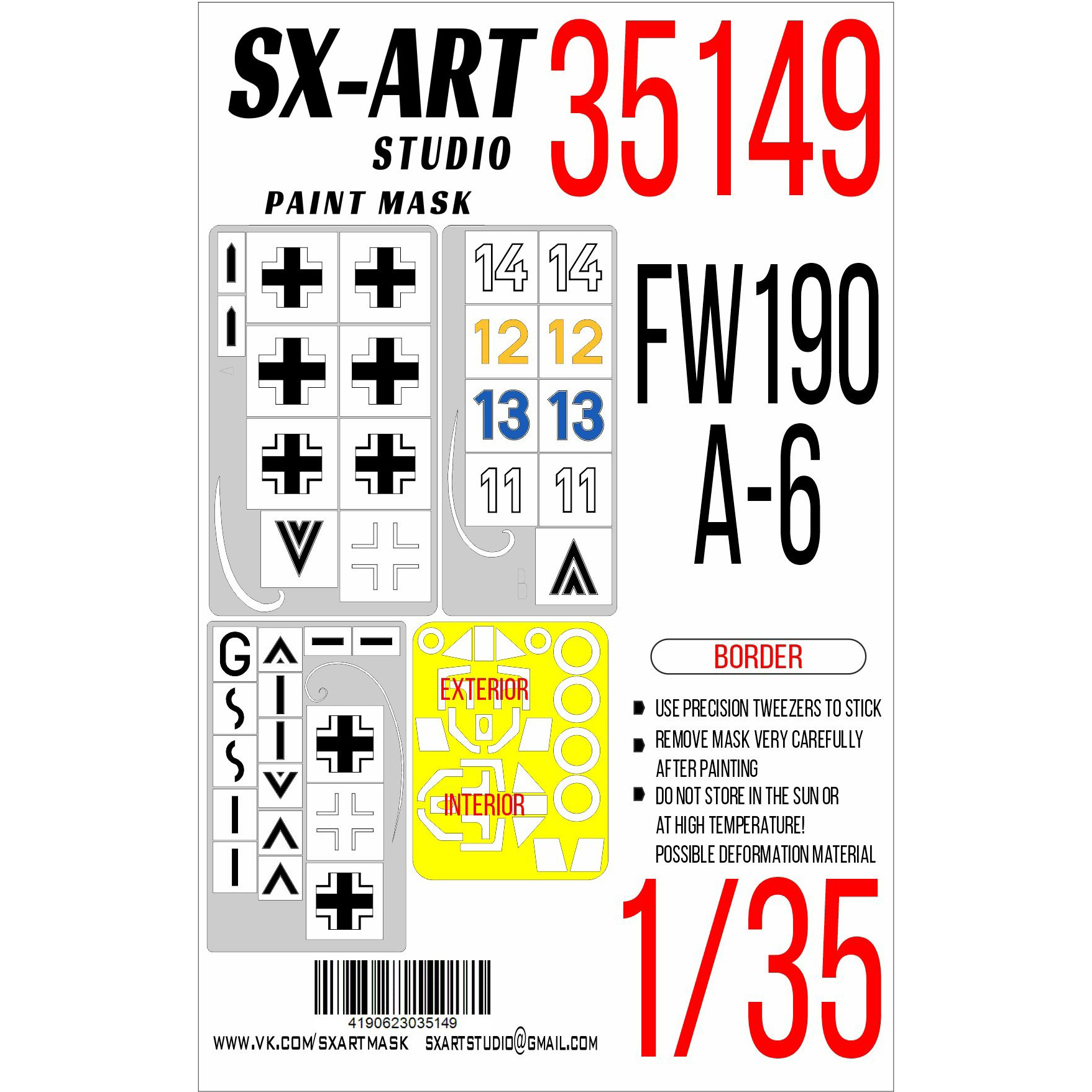 35149 SX-Art 1/35 Paint mask Fw 190A-6 (Border) MAX + identification marks and marking masks
