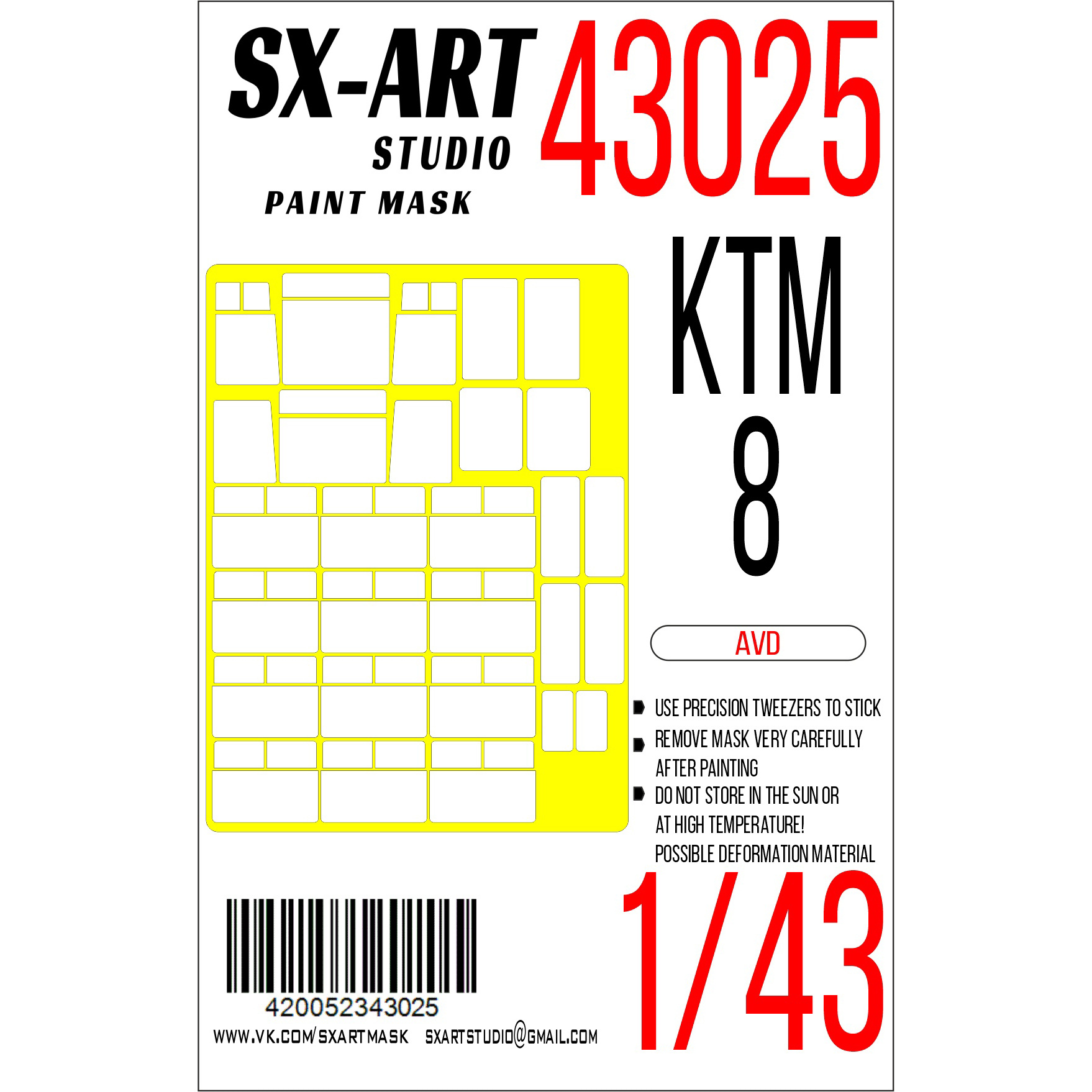 43025 SX-Art 1/43 Paint mask tram KTM-8 external (AVD)