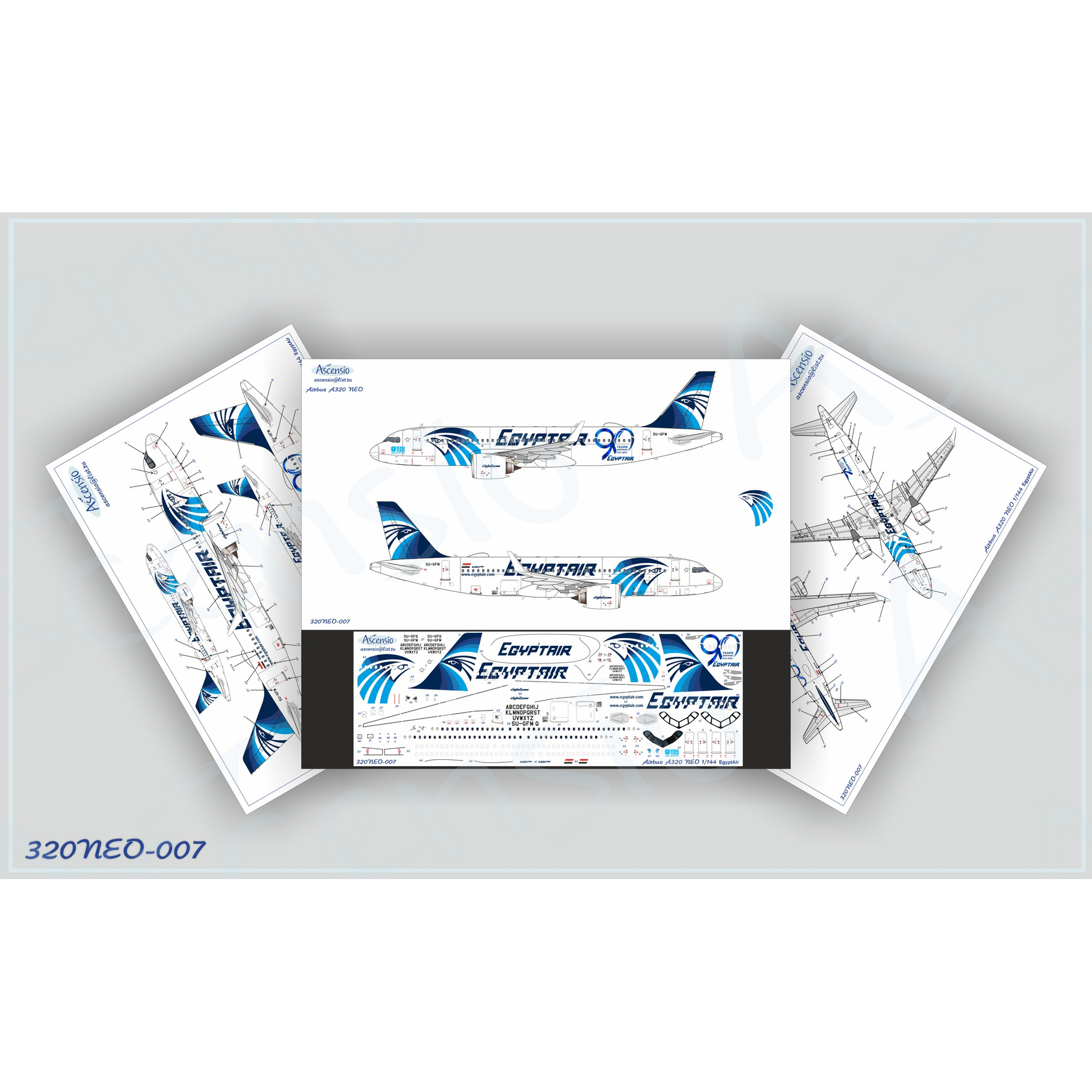 320NEO-007 Ascensio 1/144 Декаль для A320NEO EgyptAir