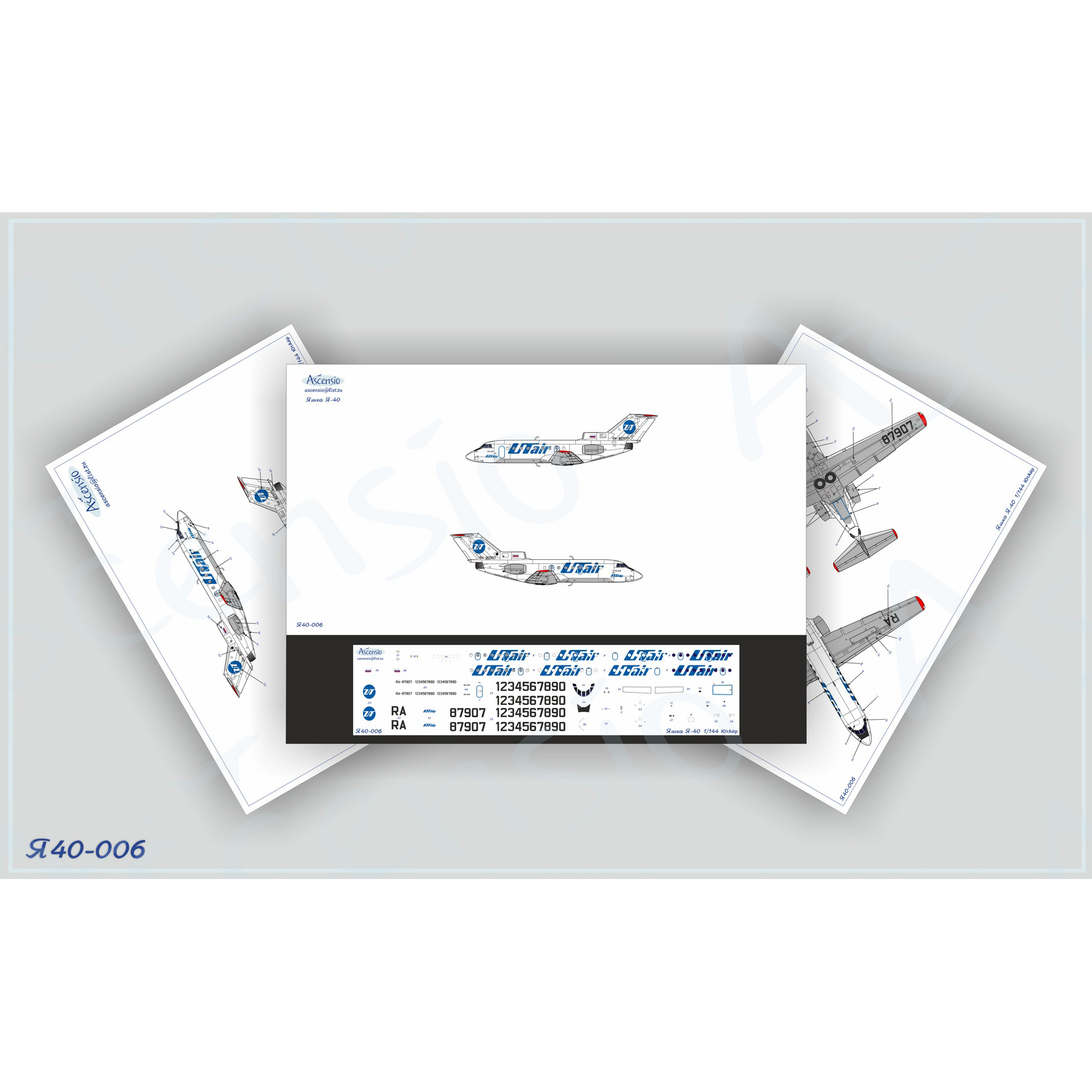 Y40-006 Ascensio 1/144 UTair decal for the Zvezda model, art. 7030