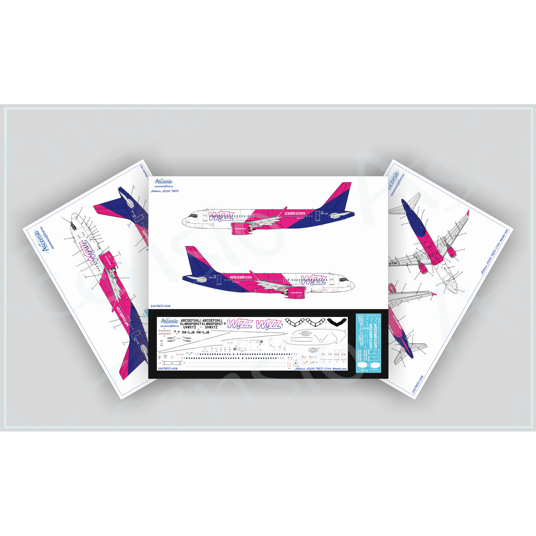 320NEO-008 Ascensio 1/144 Decal on A320NEO Wizz Air (New livery)
