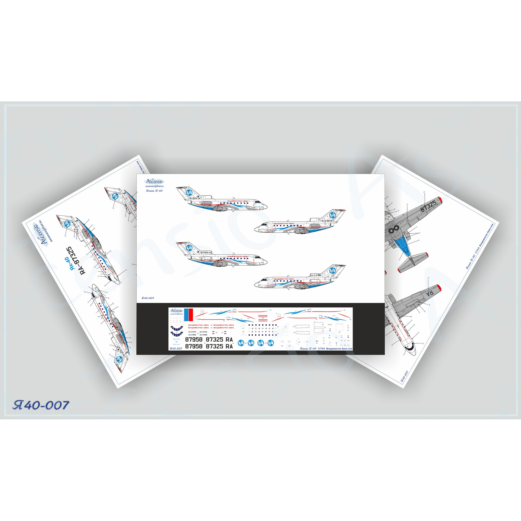 Y40-007 Ascensio 1/144 Vladivostok Avia decal for the Zvezda model, art. 7030	