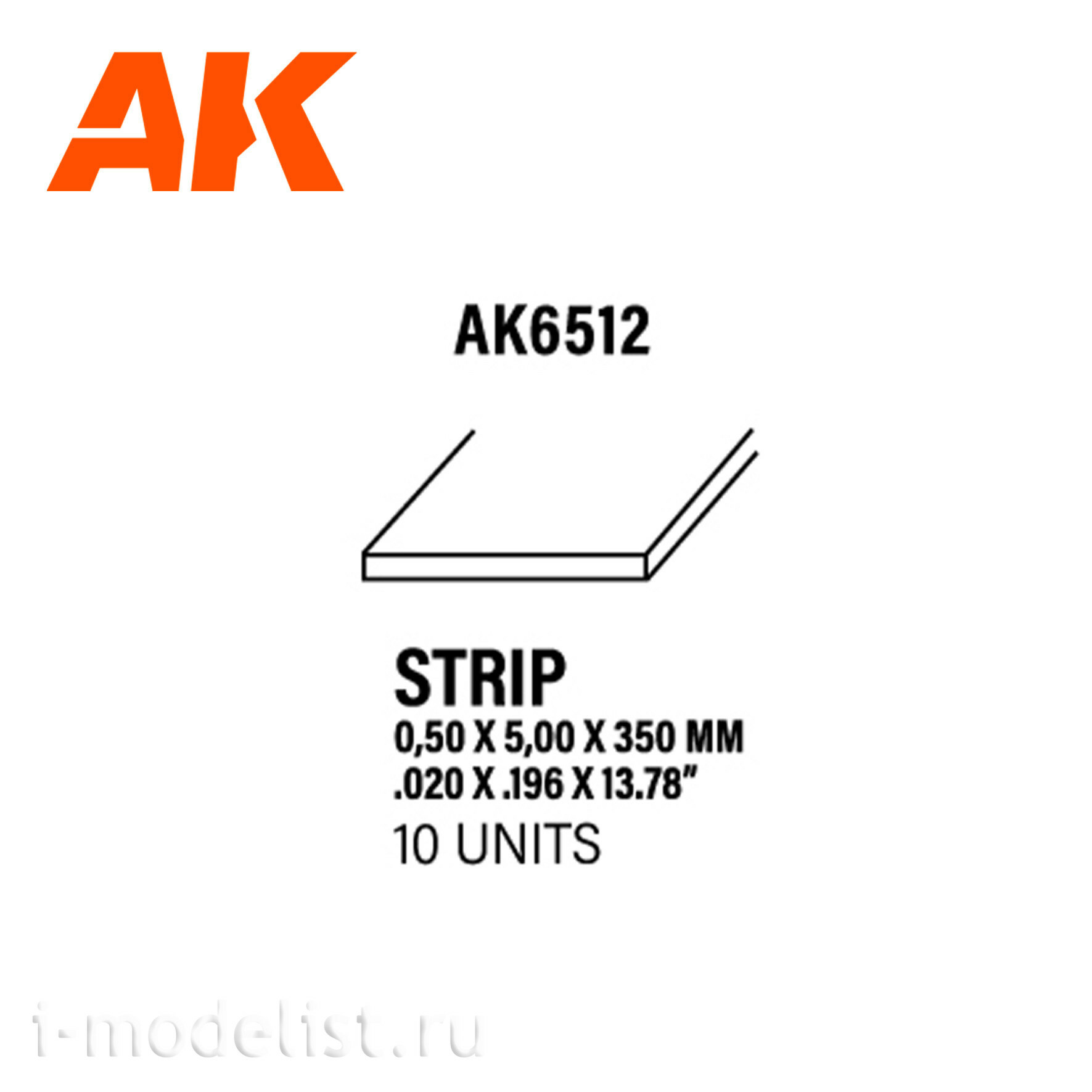 AK6512 AK Interactive Полоски 0.50 x 5.00 x 350 мм – стирол - (10 штук)