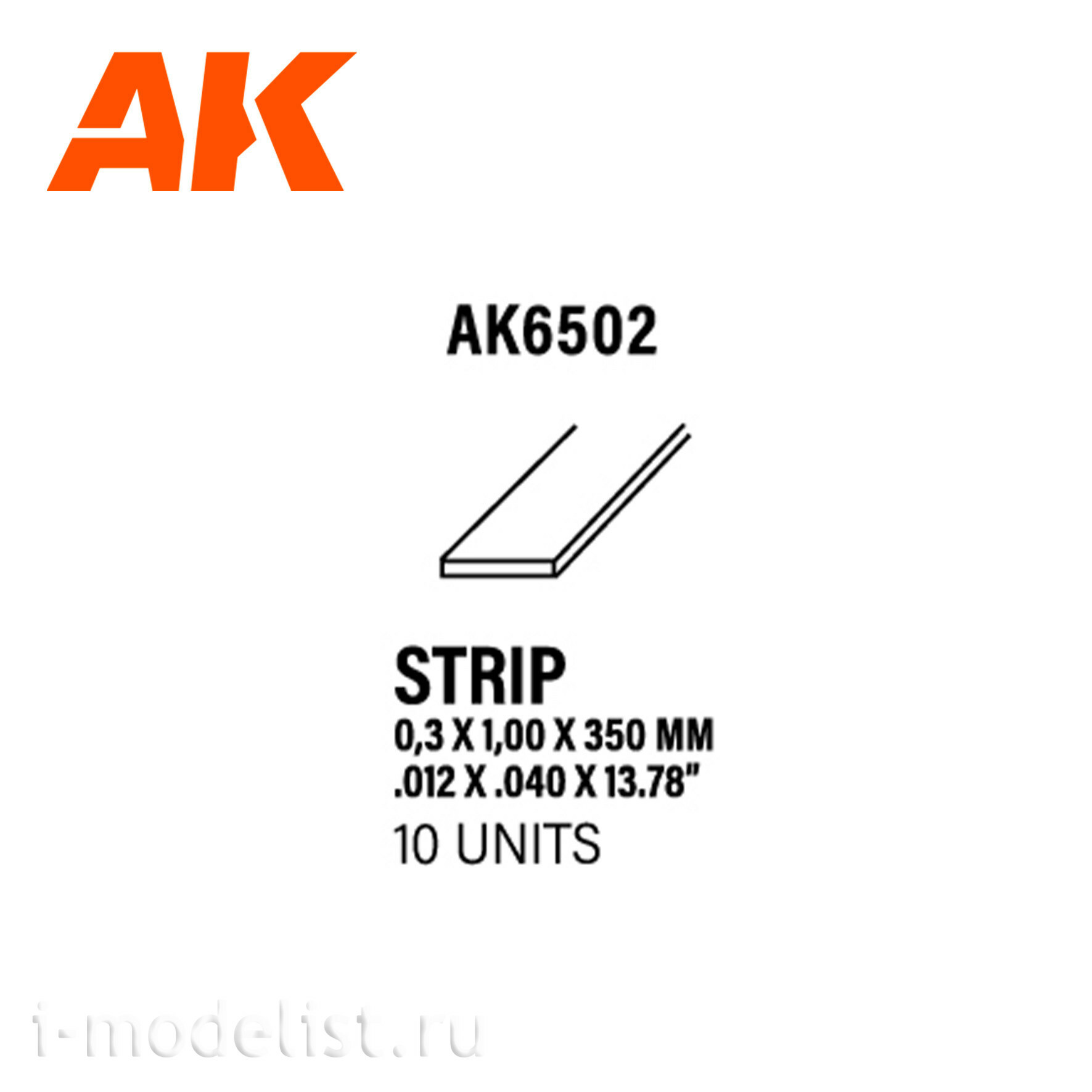 AK6502 AK Interactive Полоски 0,30 x 1,00 x 350 мм – стирол - (10 штук)