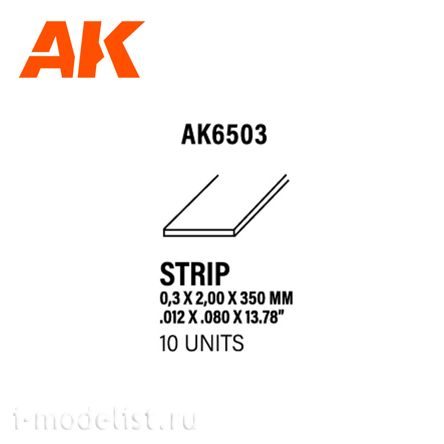 AK6503 AK Interactive Полоски 0,30 x 2,00 x 350 мм – стирол - (10 штук)