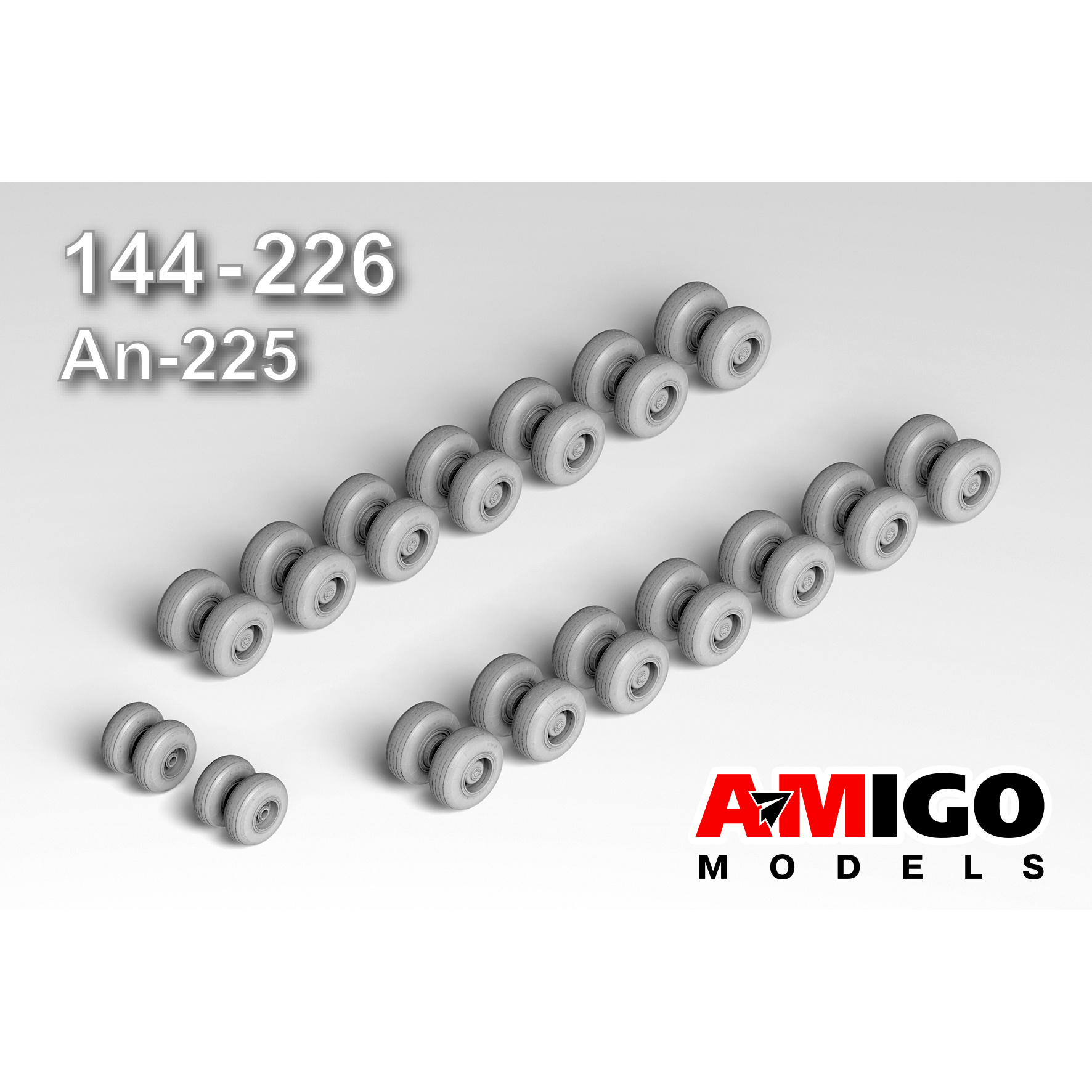 АМG144-226 Amigo Models 1/144 Колеса шасси под нагрузкой для модели Ан-225 + маски