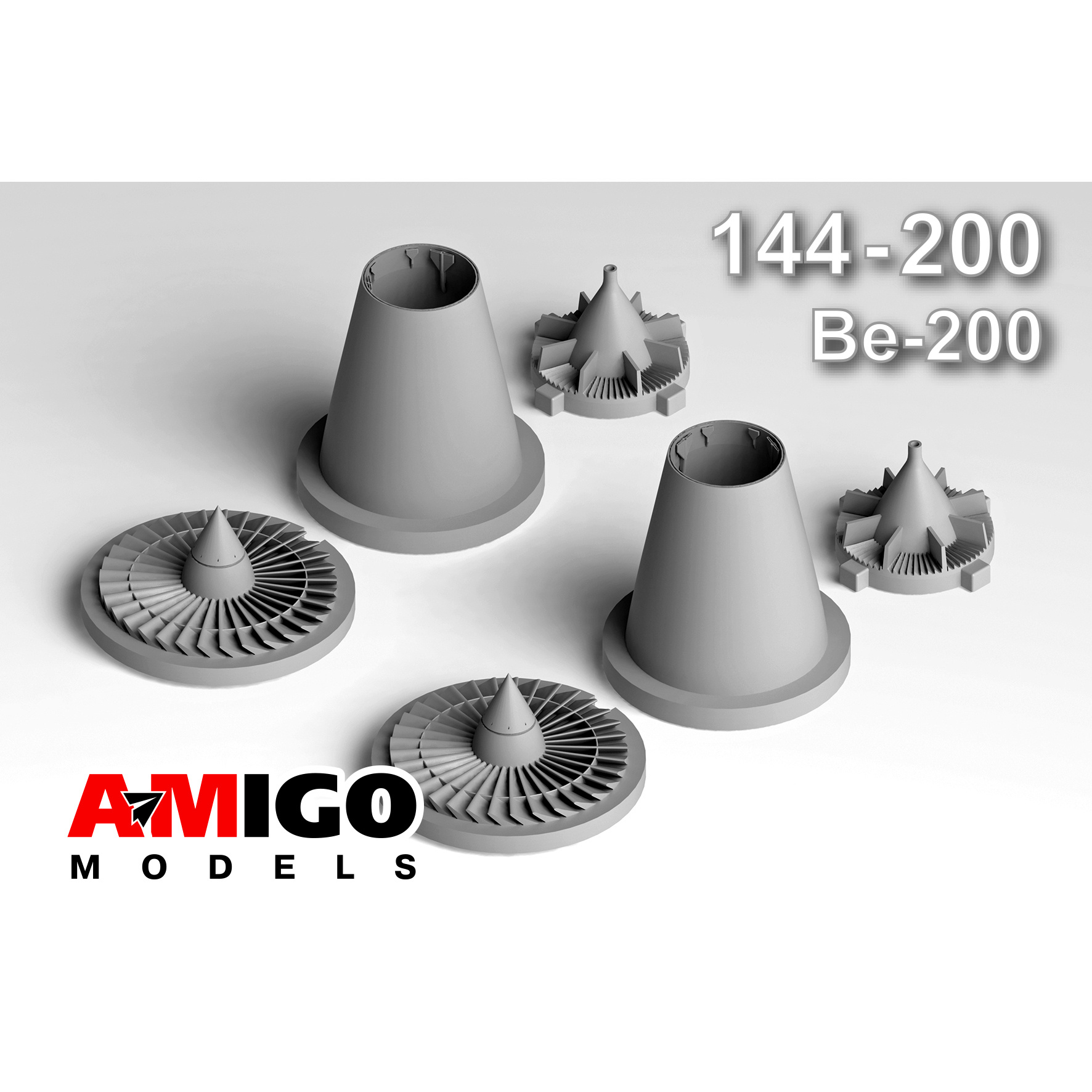 АМG144-200 Amigo Models 1/144 Набор toполнения двигателя Д-436 для модели Бе-200