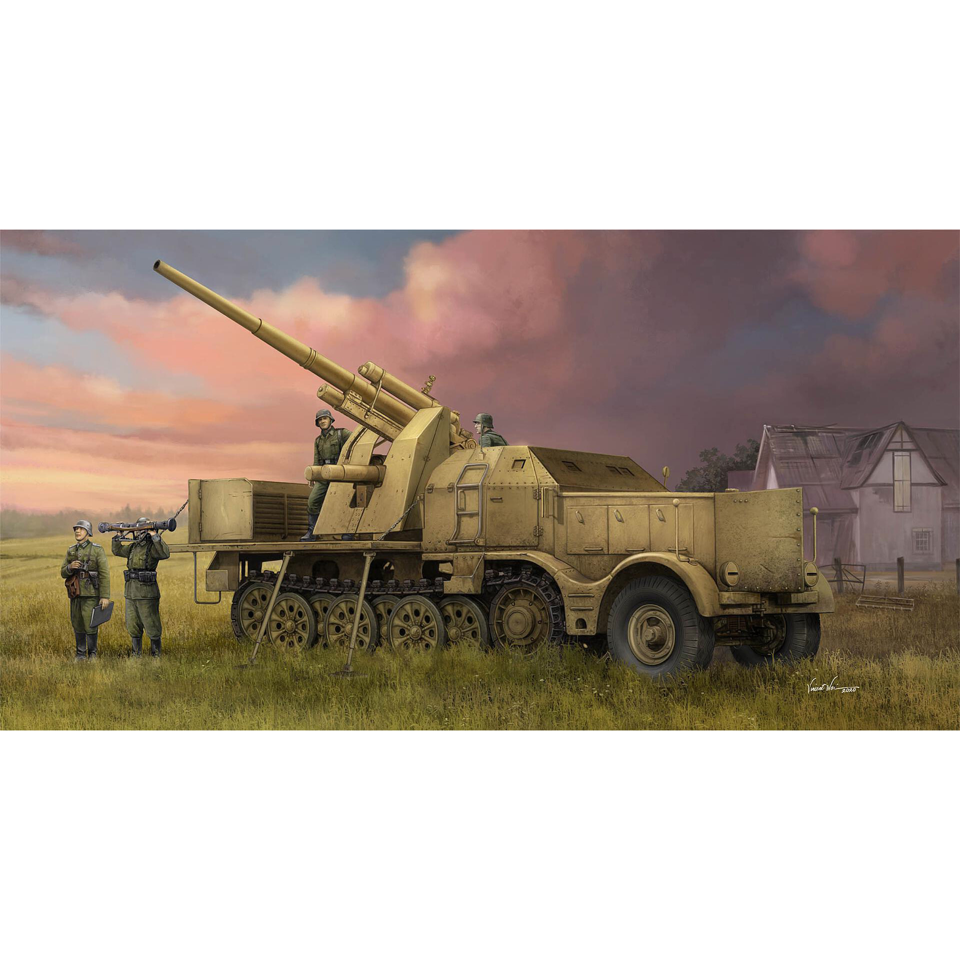 09577 Trumpeter 1/35 Schwerer Zugkraftwagen 18 t with 8.8 cm anti-aircraft gun