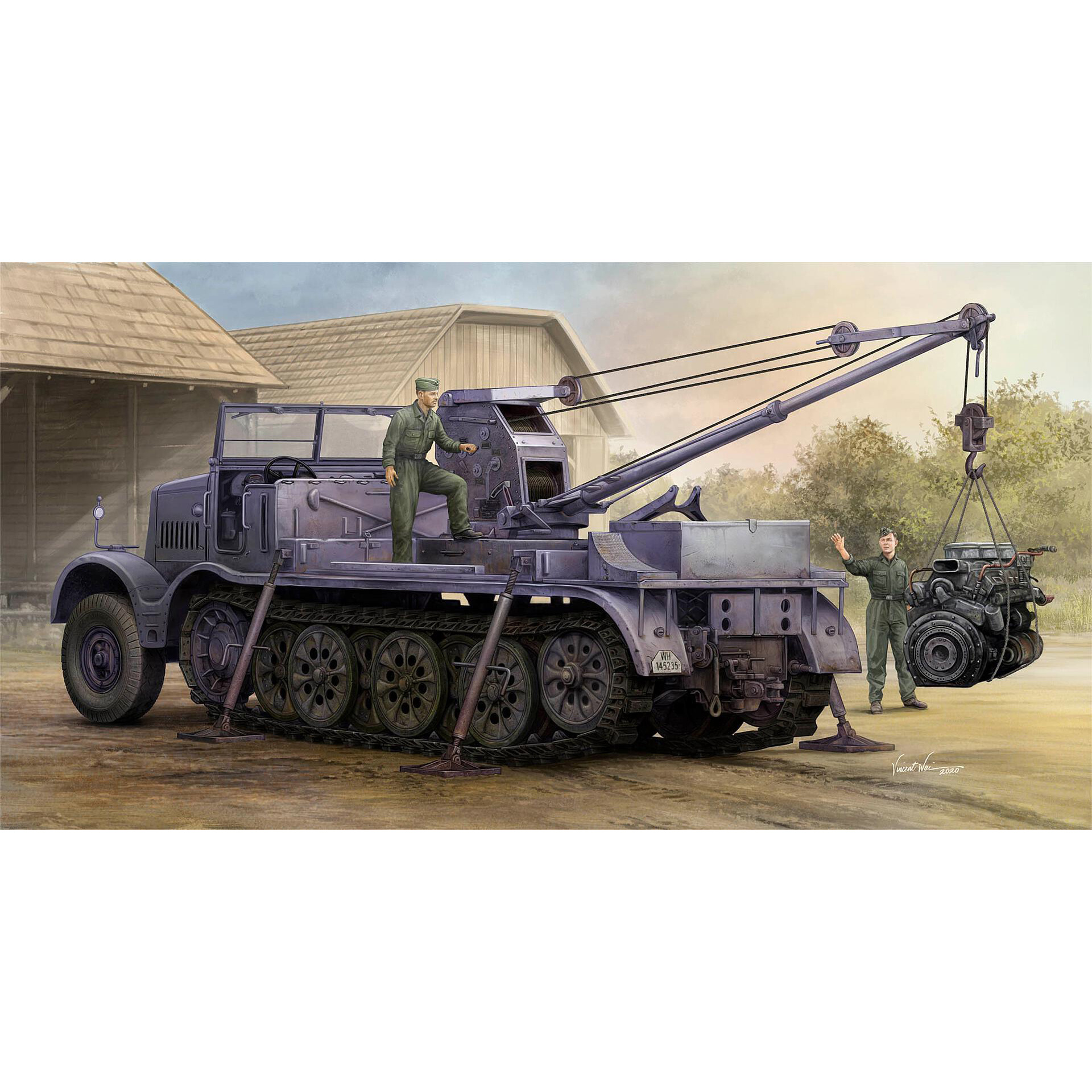 09576 Т$ач 1/35 Тяжелый тягач Schwerer Zugkraftwagen 18to Sd. Kfz. 9/1 с 6-тонным краном Bilstein