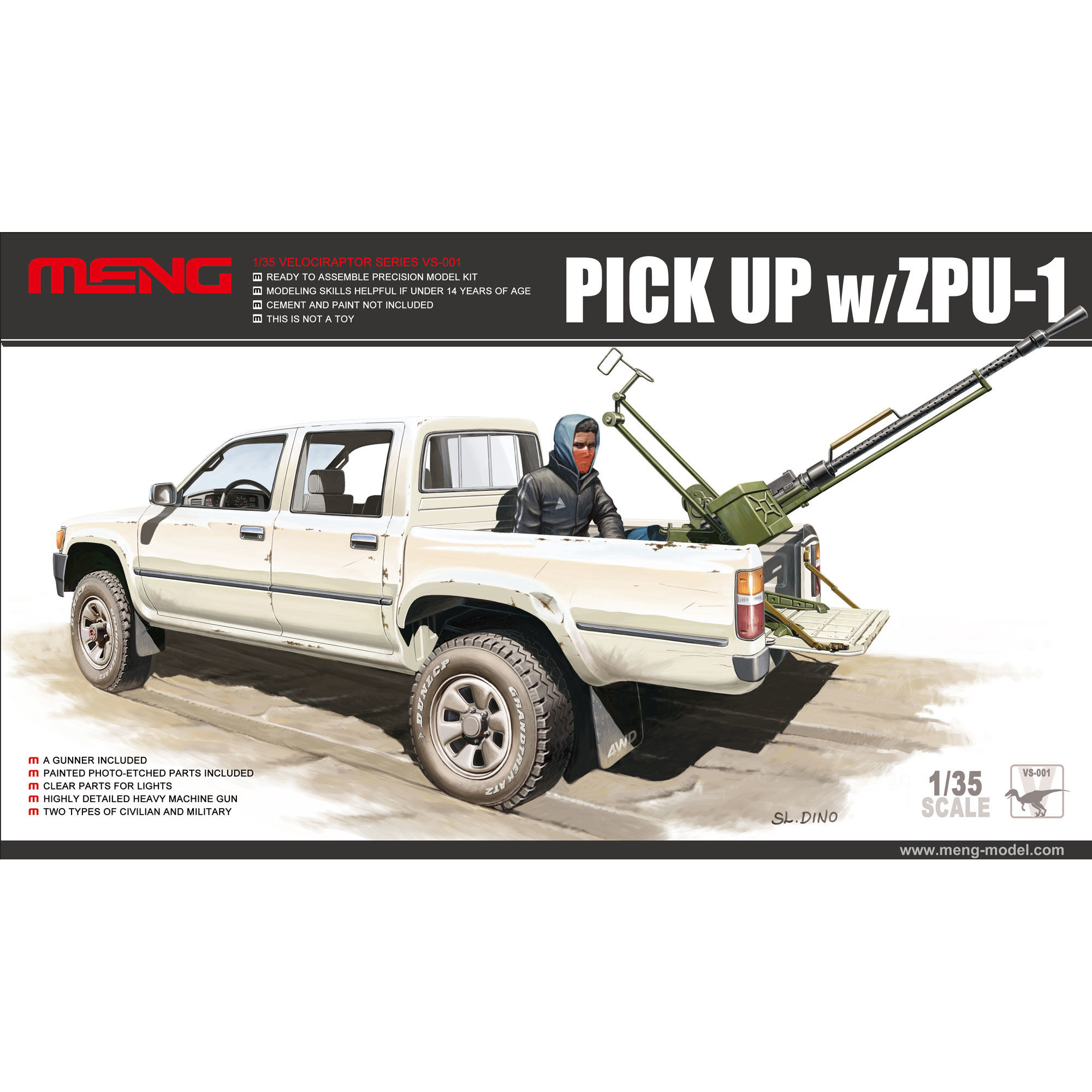 VS-001 Meng 1/35 Toyota HiLux 4x4 Dual Cab Sr5 (1997) with ZPU-1