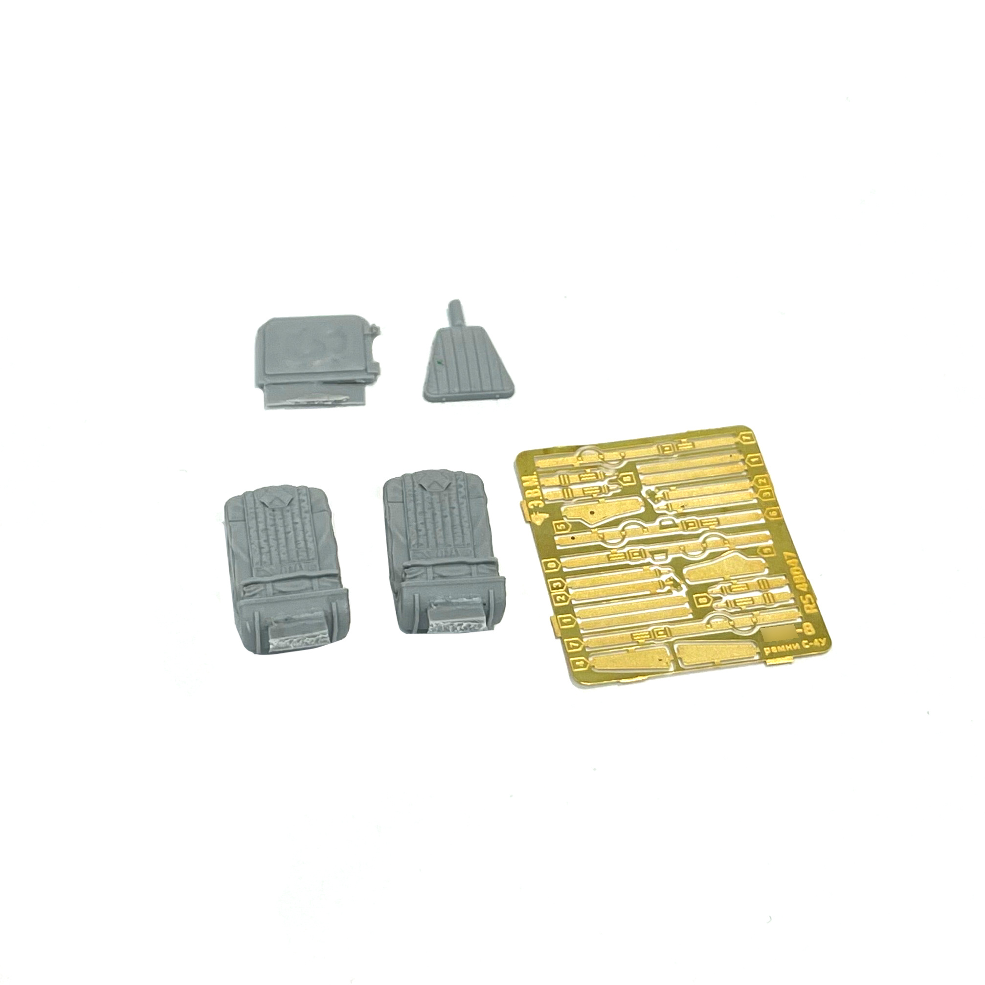 RS48047 E.V.M. 1/48 Pilot seats for the Zvezda model, art. 4828 (FTD belts) combat version with a stowed parachute